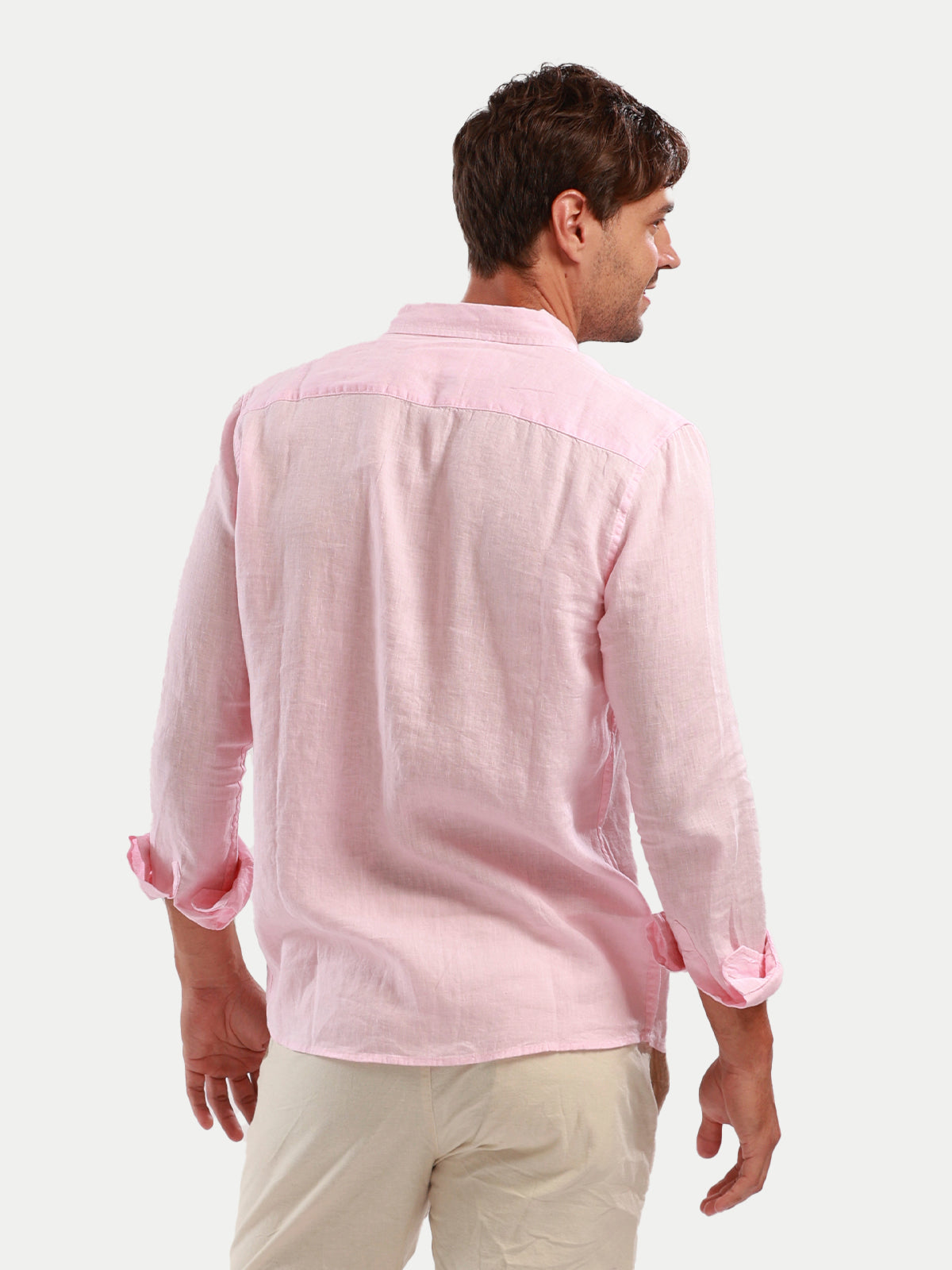 Camisa de Lino para Hombre - 100% Lino Premium Rosa - Manga Larga