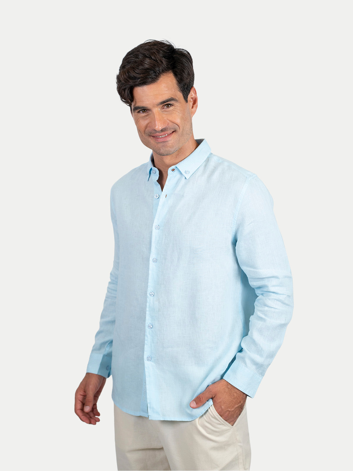 Camisa de lino - Camisa Soft Linen para hombre Color Azul Cielo