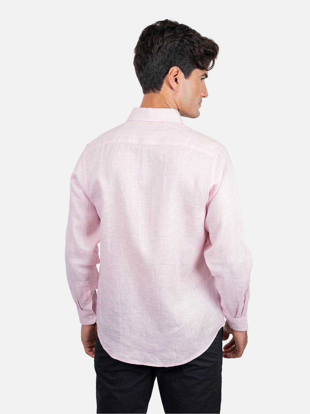 Camisa de Lino para Hombre - 100% Lino Premium Rosa - Manga Larga