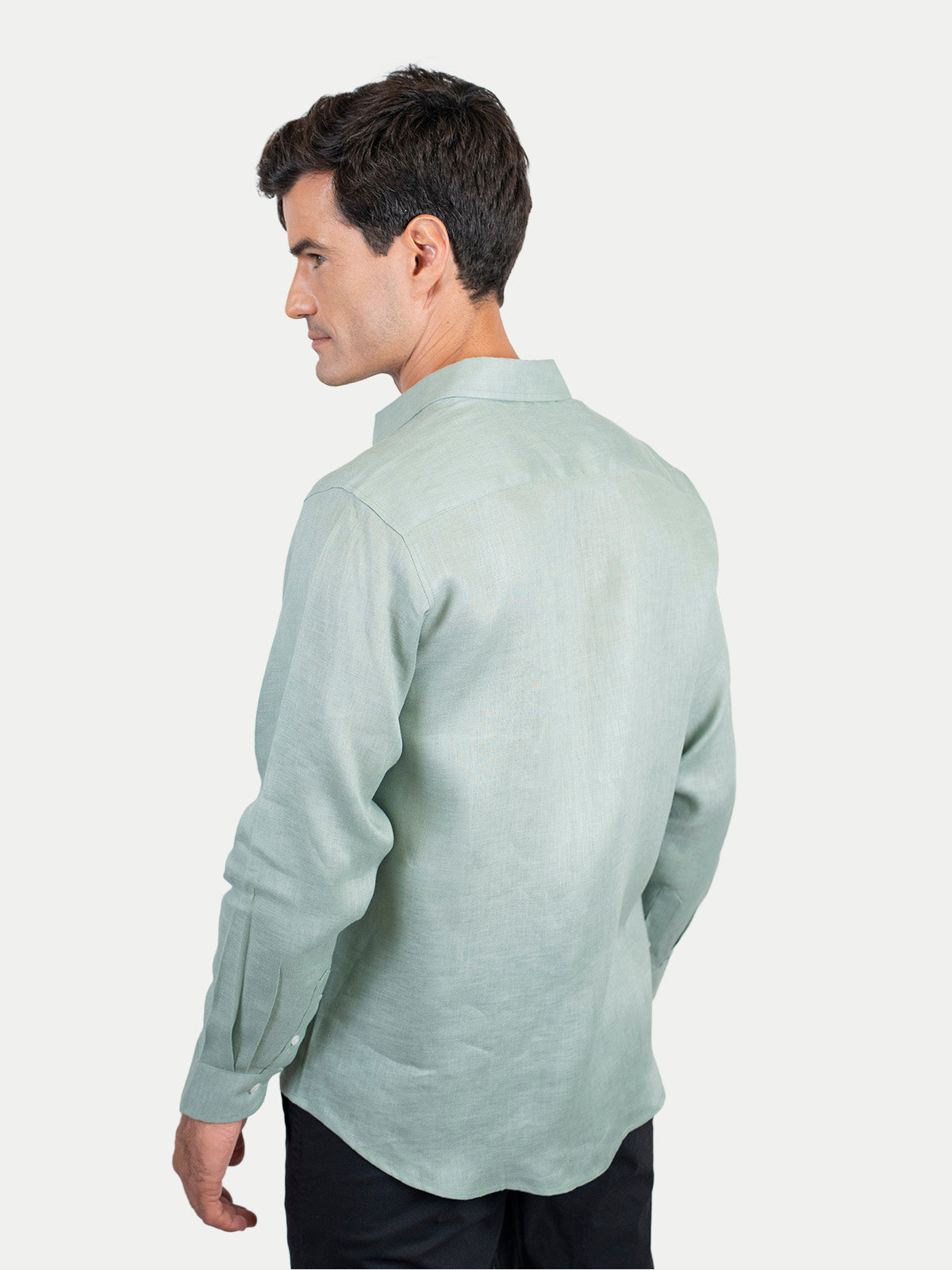 Camisa de Lino para Hombre - 100% Lino Premium Verde Claro - Manga Larga