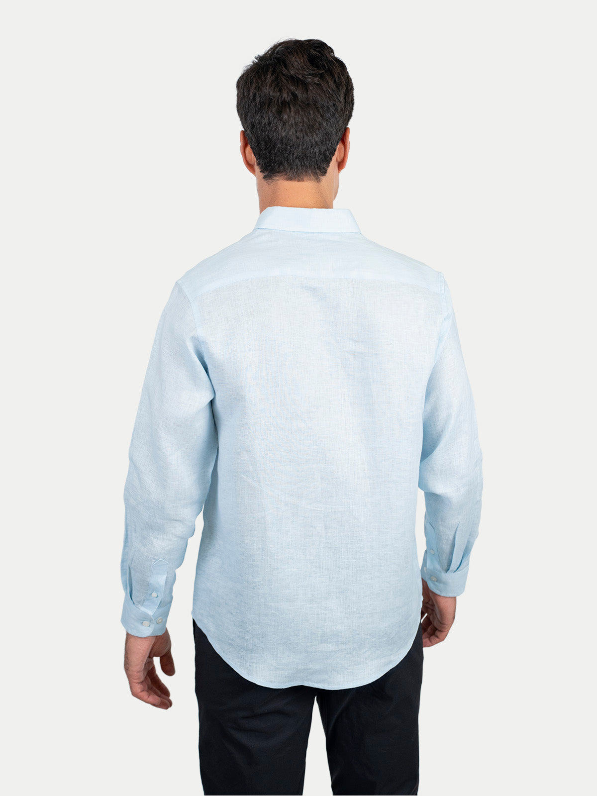 Camisa de Lino para Hombre - 100% Lino Premium Azul Cielo - Manga Larga