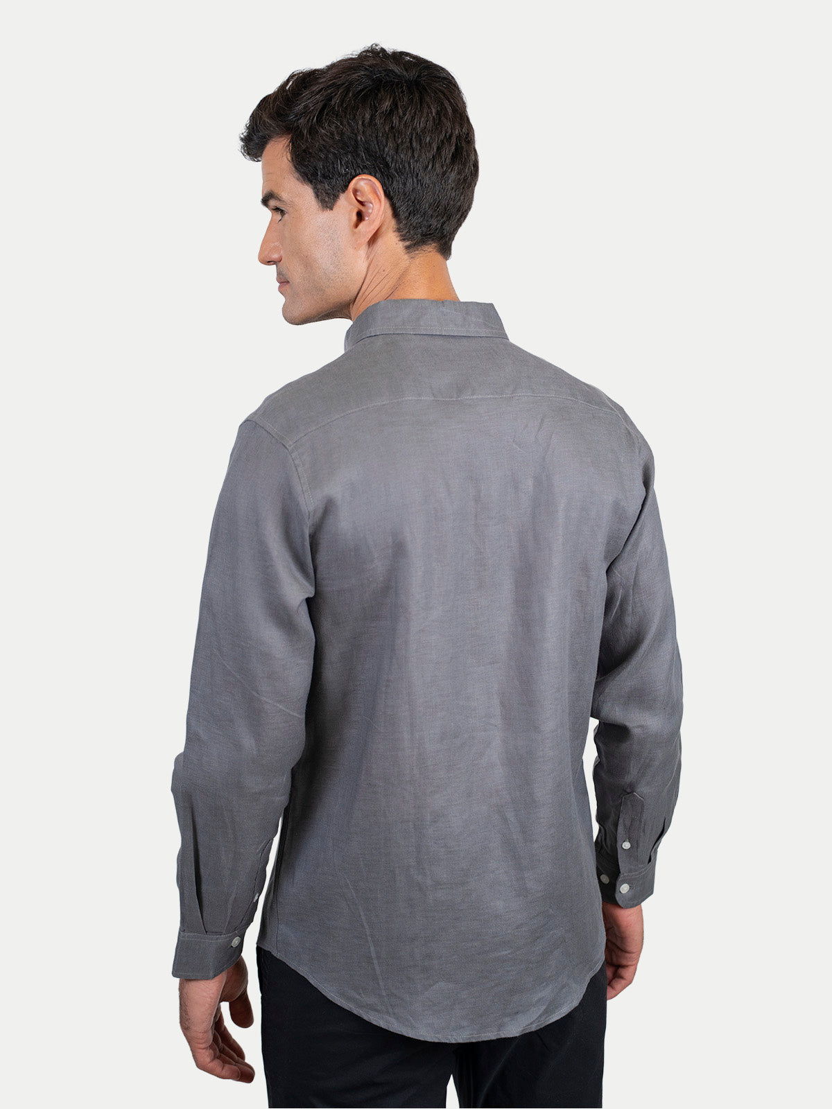 Camisa de Lino para Hombre - 100% Lino Premium Gris - Manga Larga