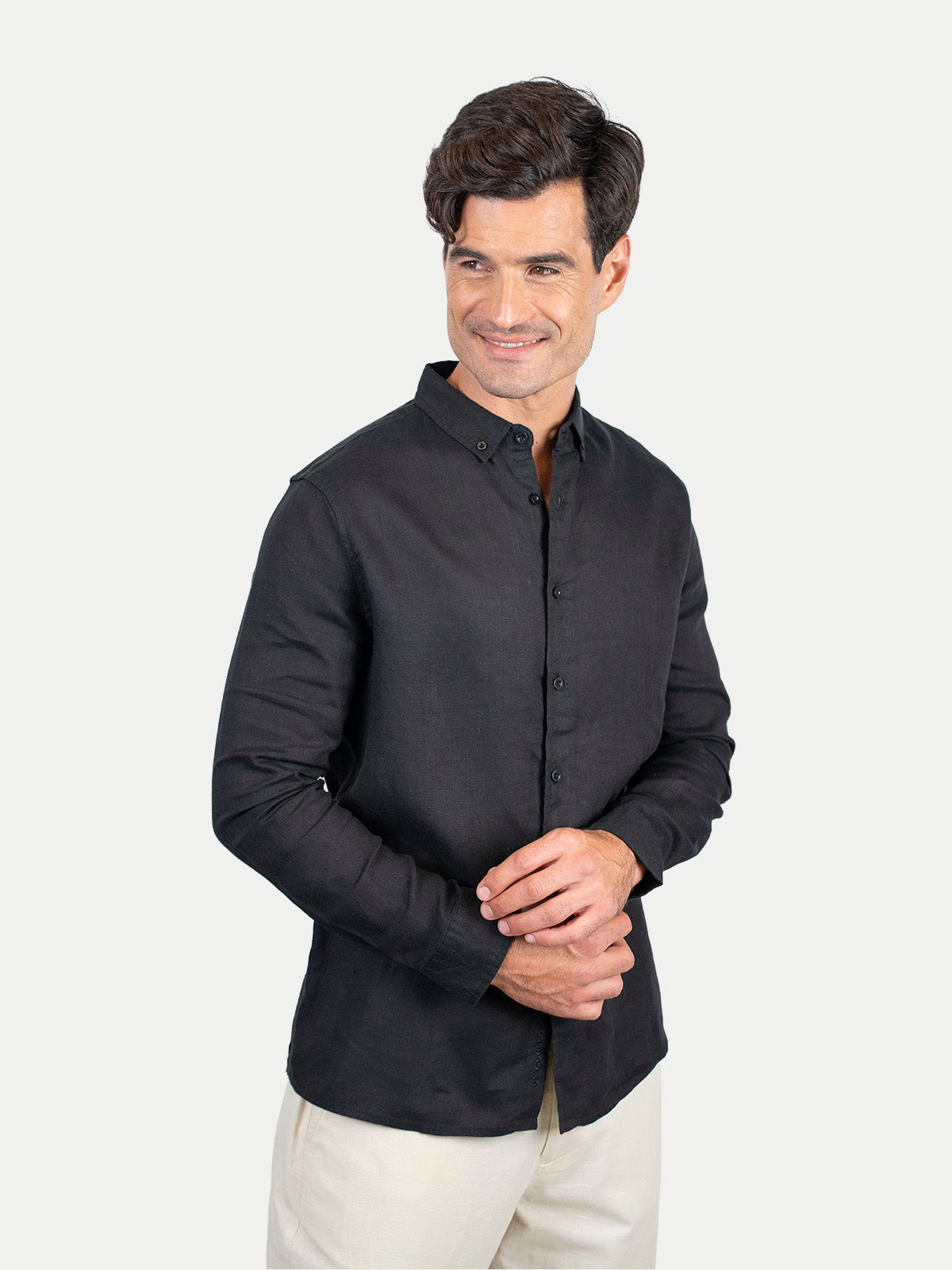 Camisa de lino - Camisa Soft Linen para hombre Color Negro