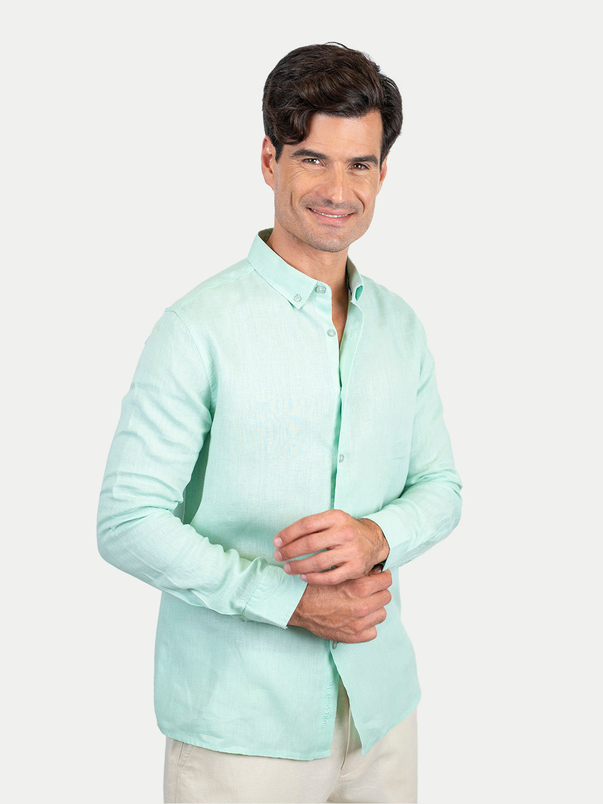 Camisa de lino - Camisa Soft Linen para hombre Color Verde Menta