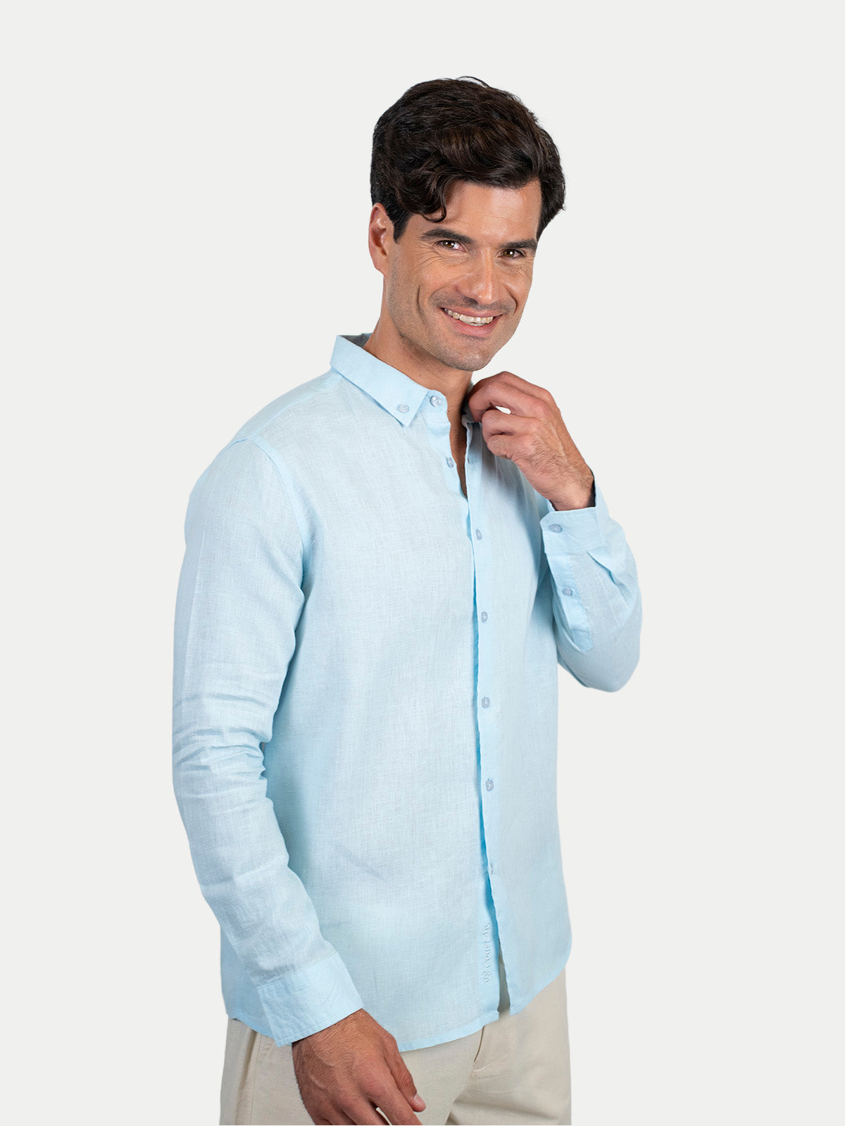 Camisa de lino - Camisa Soft Linen para hombre Color Azul Cielo