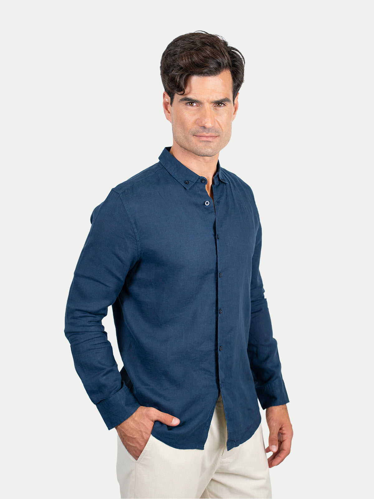 Camisa de lino - Camisa Soft Linen para hombre Color Azul Marino