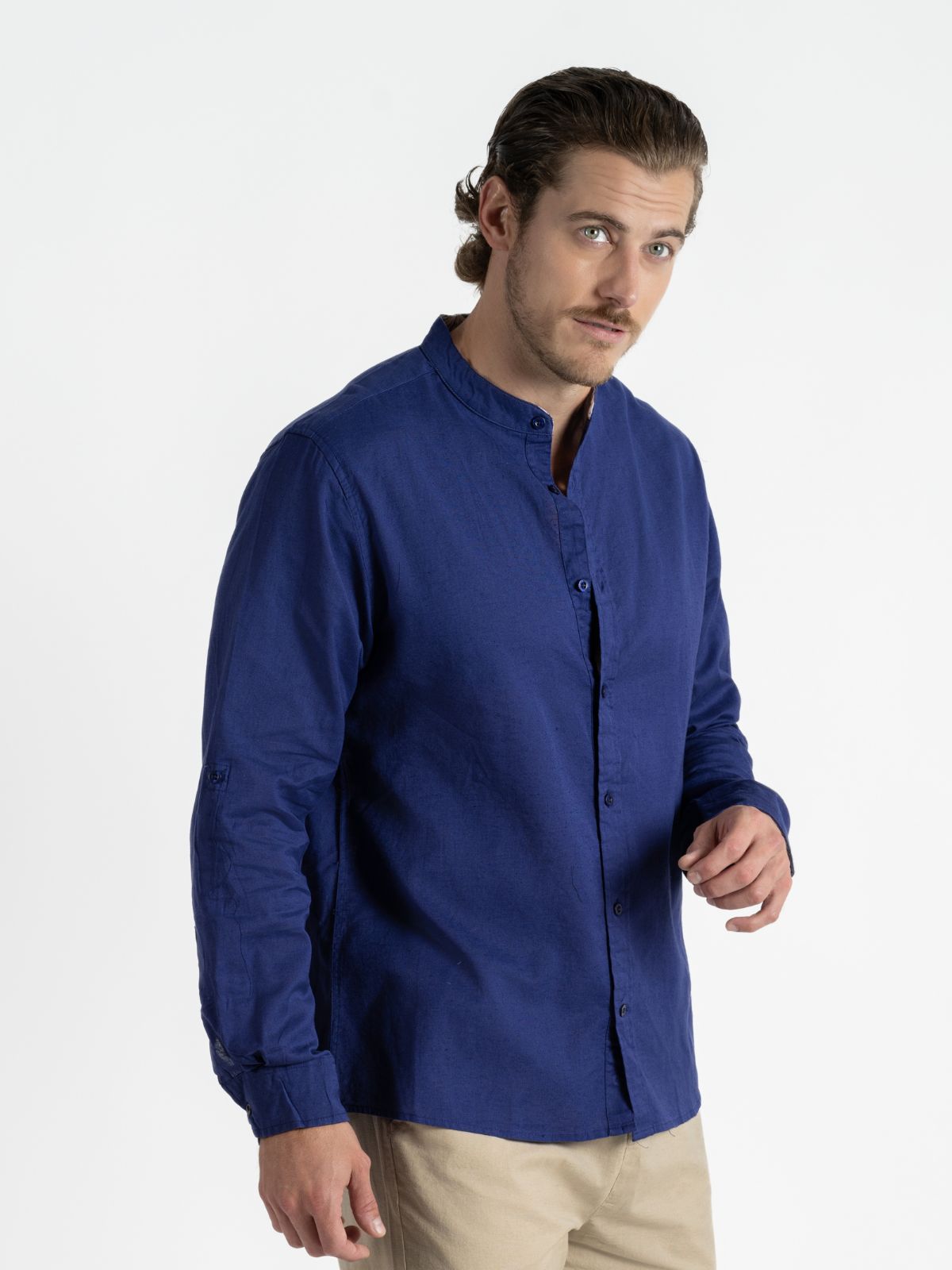 Camisa para hombre adulto Manga Larga Cuello - Mao Marino - Pura Vida