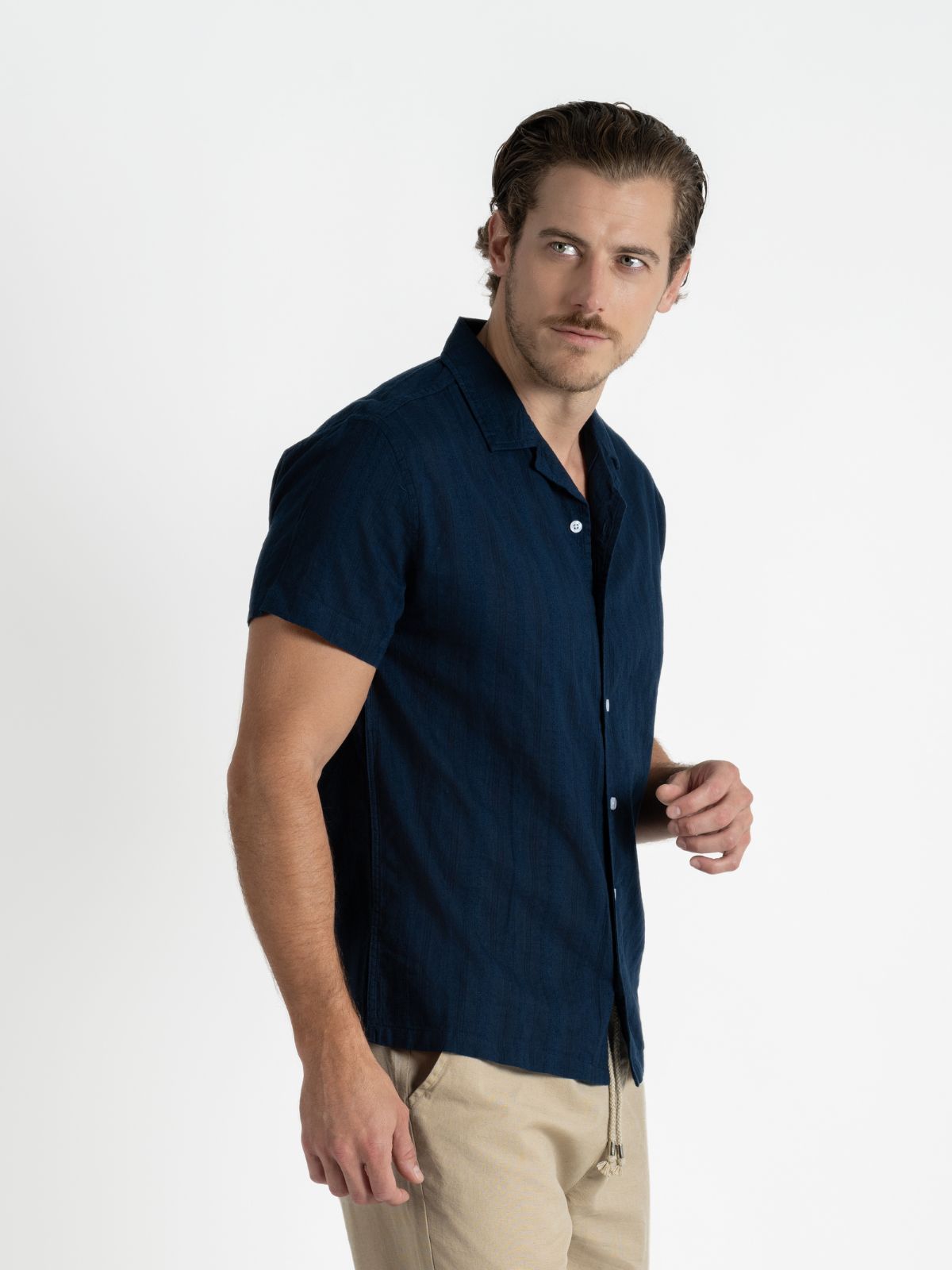 Camisa para hombre adulto Manga Corta - Dobby Marino - Pura Vida