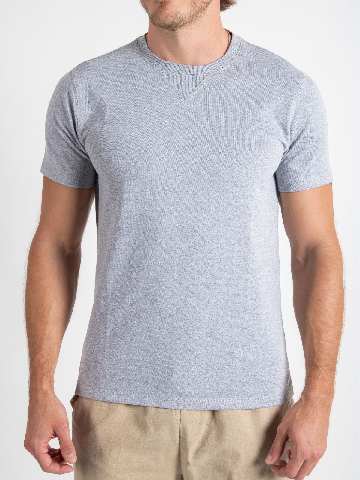 Playera para Hombre - Playera Cuello Redondo French Terry Gris