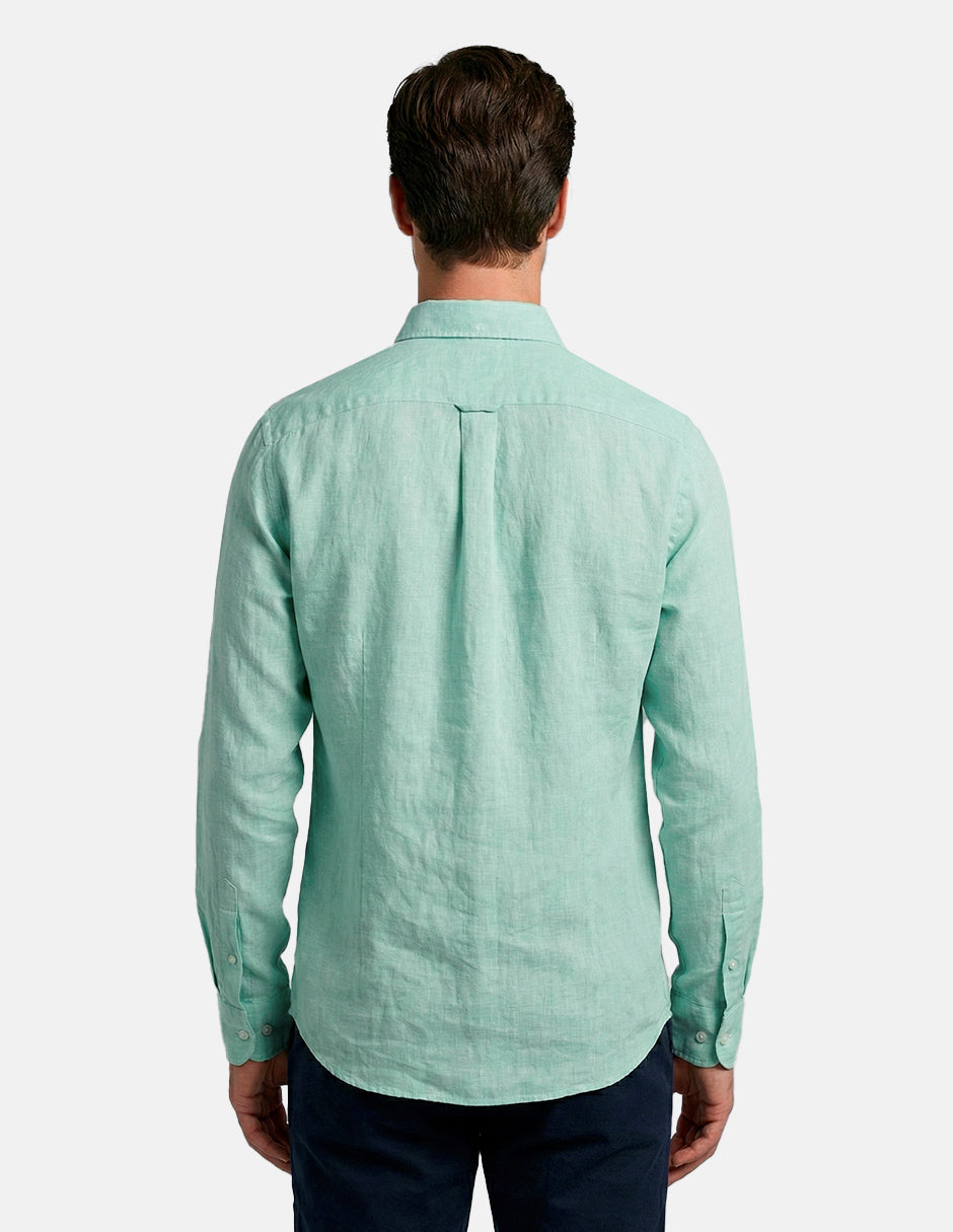 Camisa de Lino Look para Hombre - Mint Manga Larga