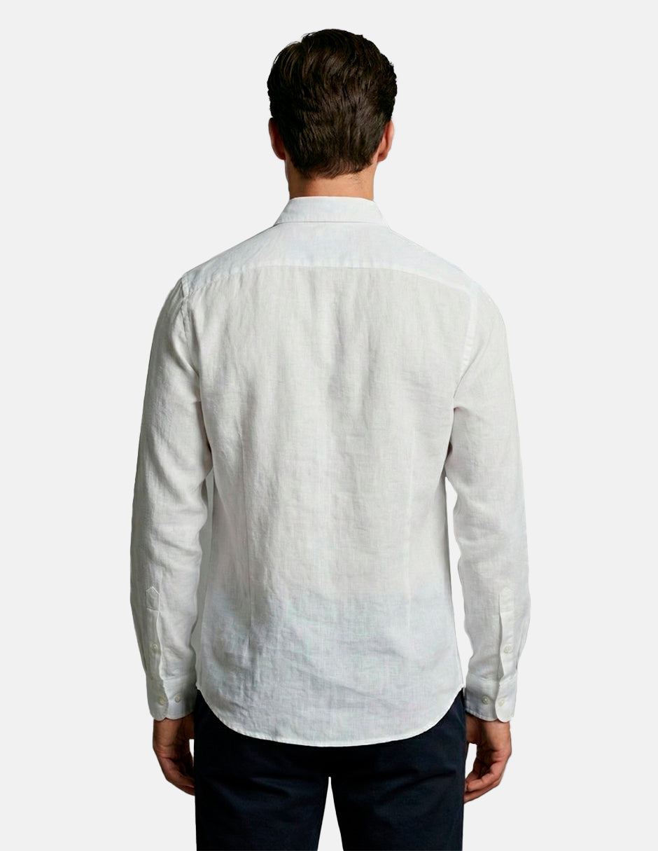 Camisa de Lino Look para Hombre - White Manga Larga - 2022