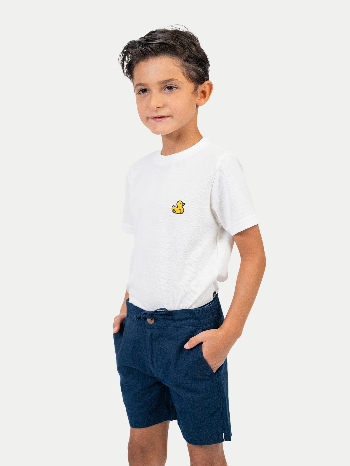Bermuda Infantil - Bermuda de Lino Azul Marino