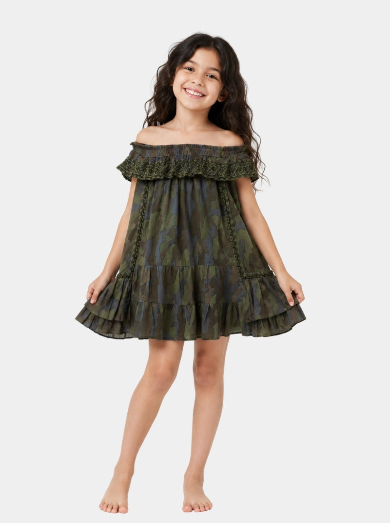 Cover Up - Mini Ruffle Dress Camo