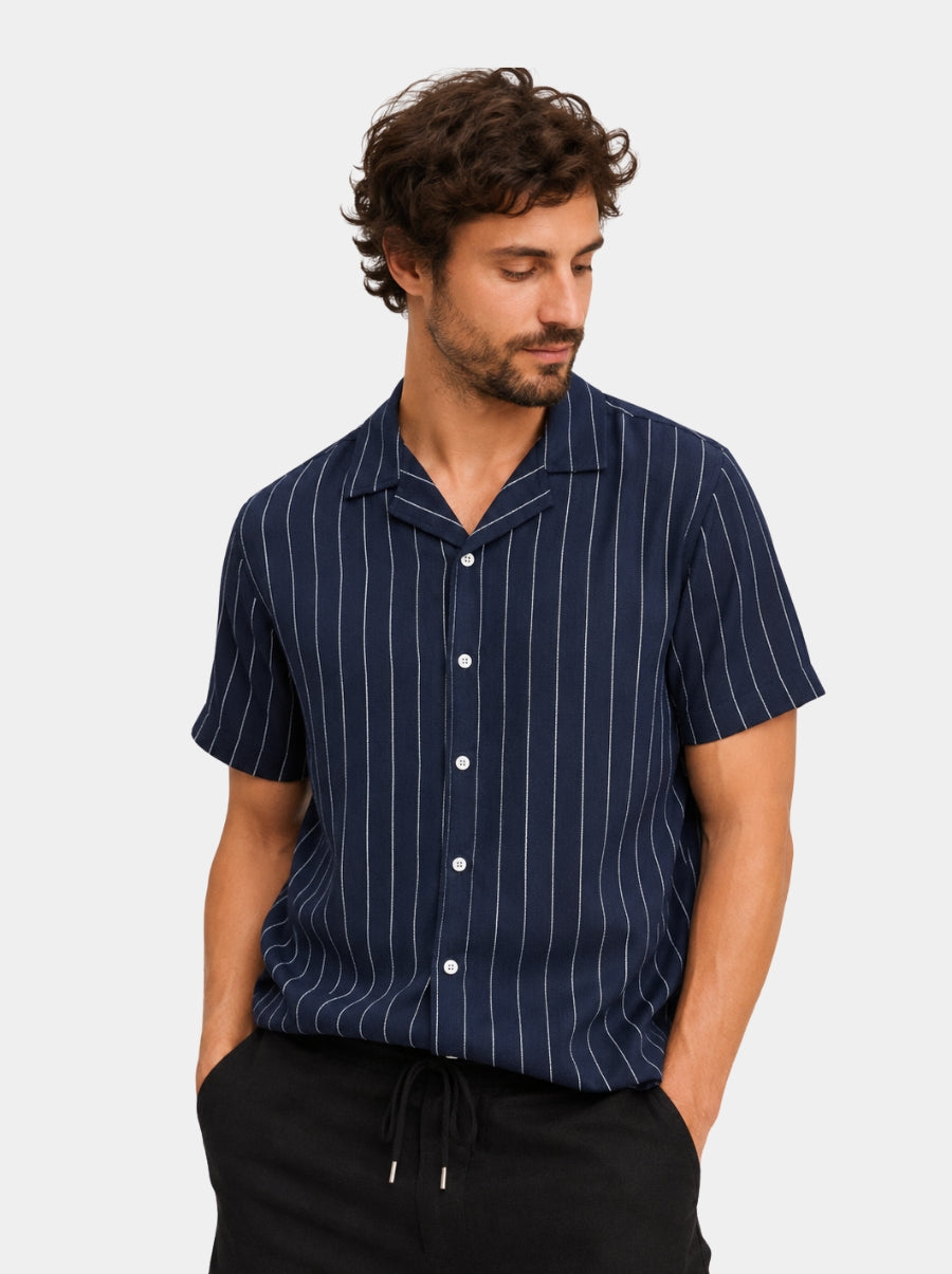 Camisa Hombre - Cuban Shirt Marino - Wild Coast - 98 Coast Av. México