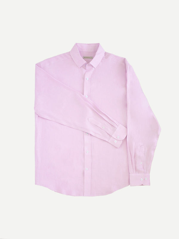 Camisa de Lino para Hombre - Manga Larga Pink - 100% Lino - 2022
