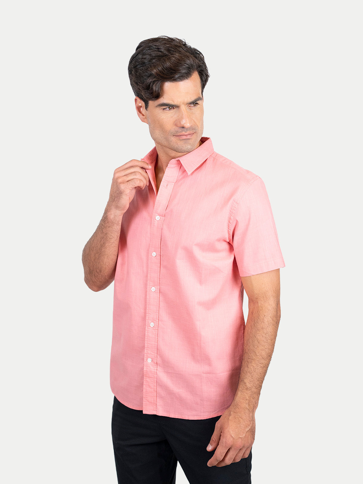 Cotton Slub - Camisa de algodón manga corta Cotton Slub para hombre color Rosa