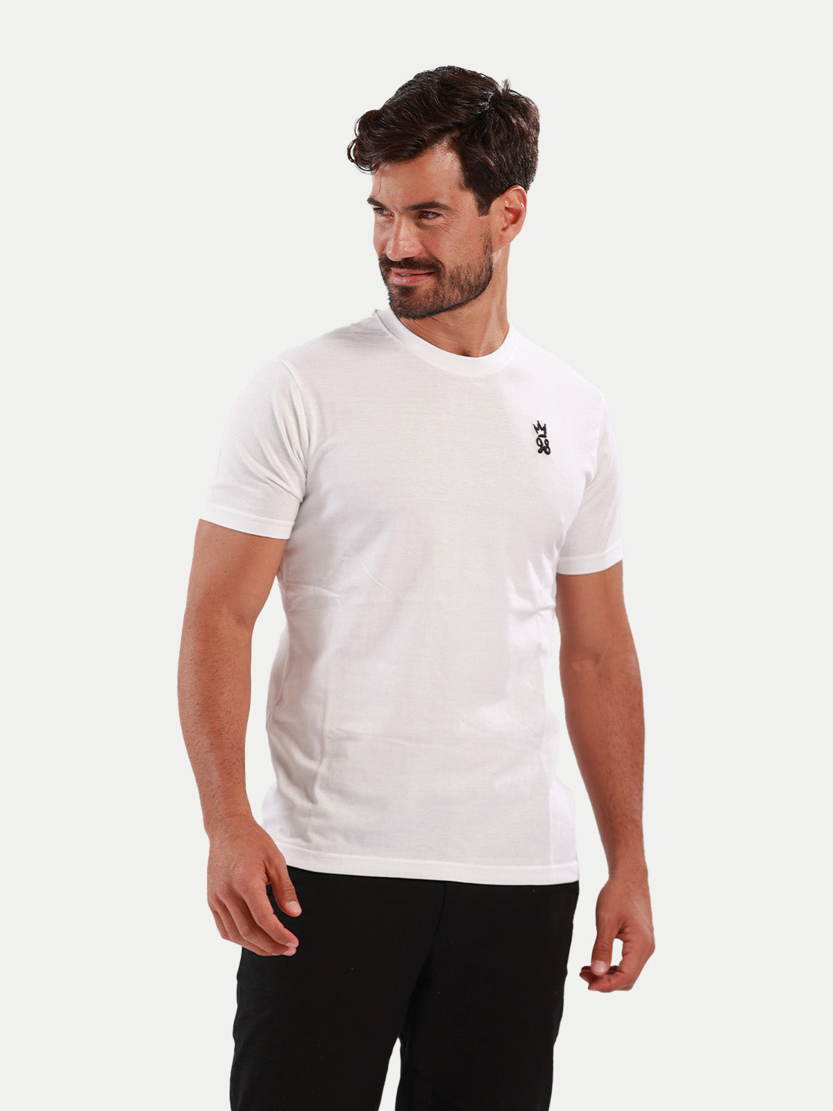 Playera de algodón para hombre - Crown 98 White - Diamond Finish