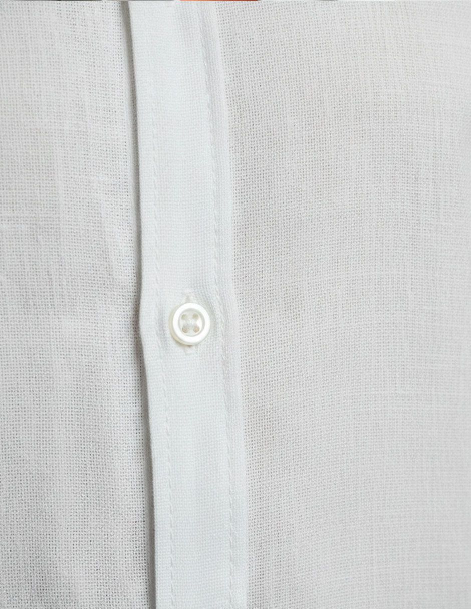 Camisa de Lino Look para Hombre - White Manga Larga - 2022