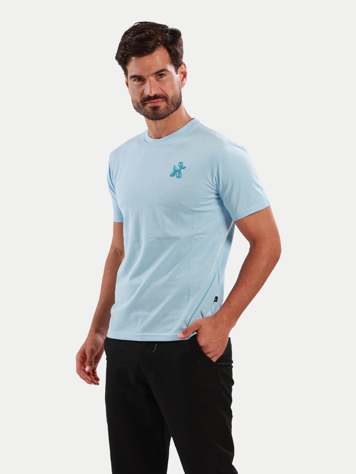 Playera de algodón para hombre - Dog Balloon Blue - Diamond Finish