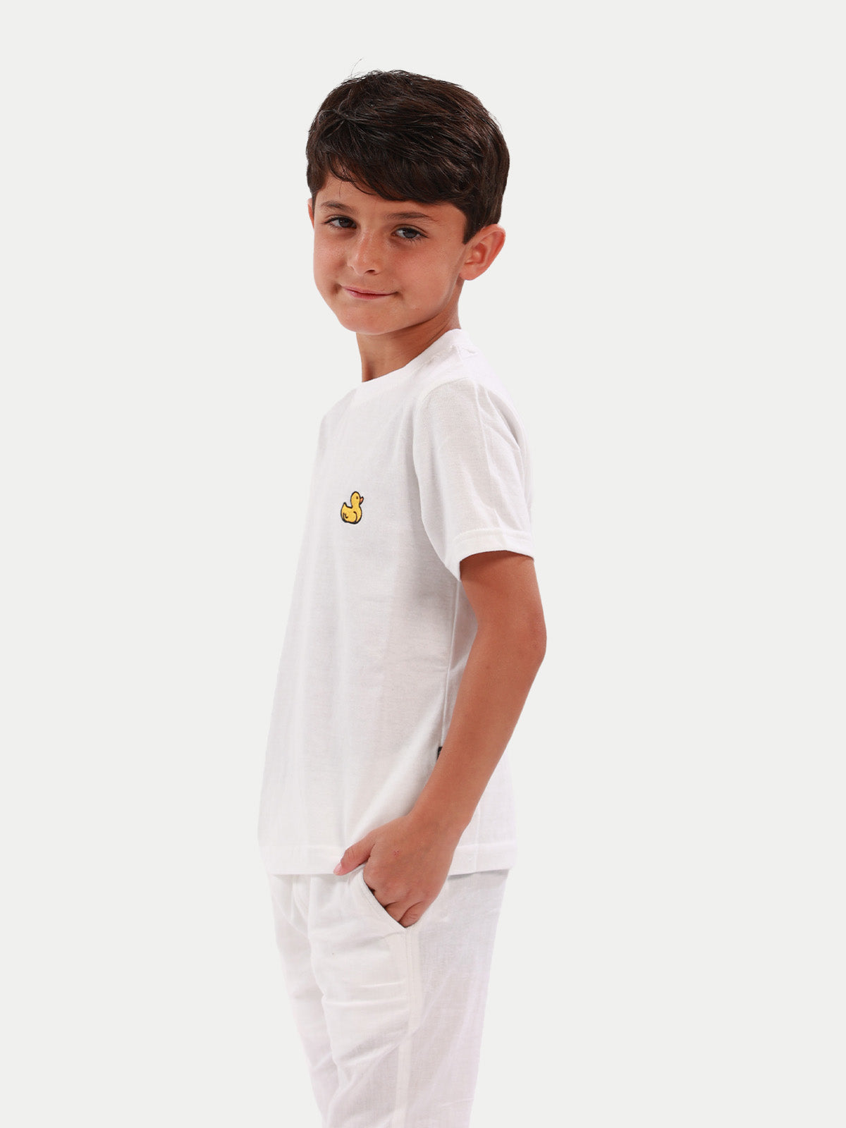 Playera de algodón para niño - Duck White - Diamond Finish