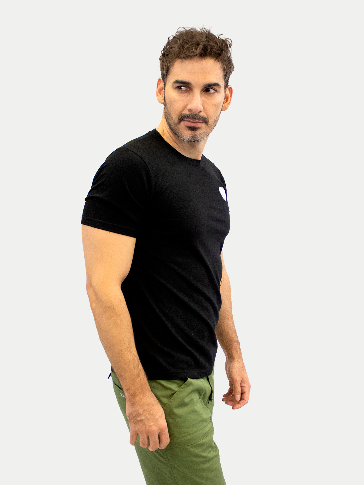 Playera de algodón para hombre - Heart Black - Diamond Finish