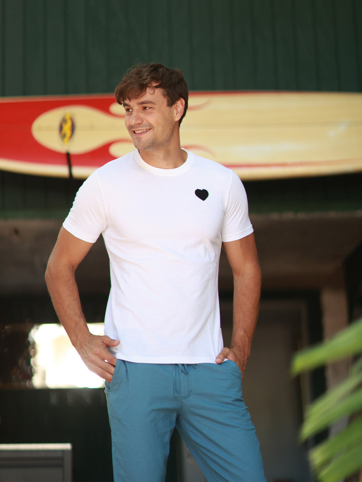 Playera de algodón para hombre - Heart White - Diamond Finish