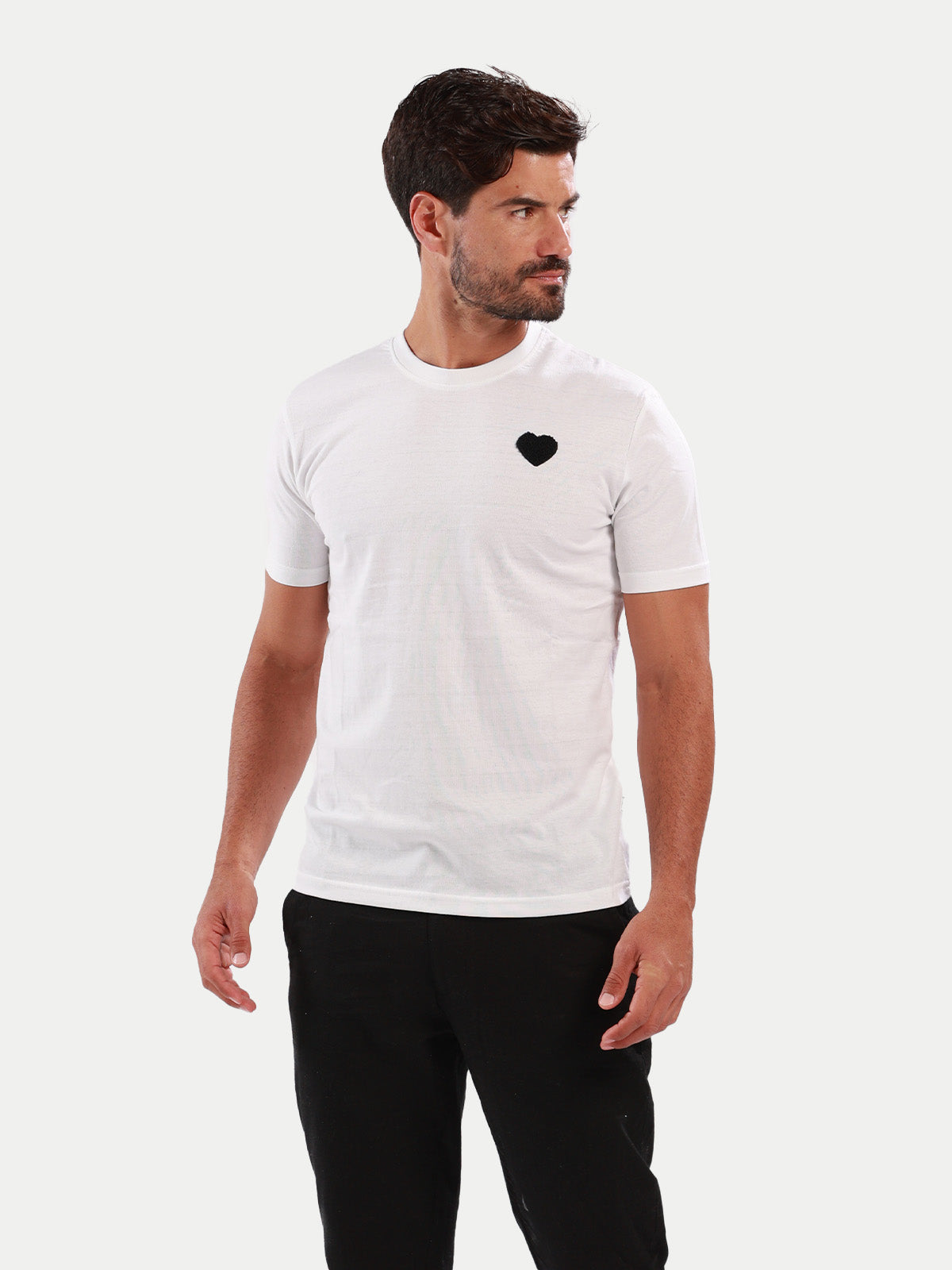 Playera de algodón para hombre - Heart White - Diamond Finish