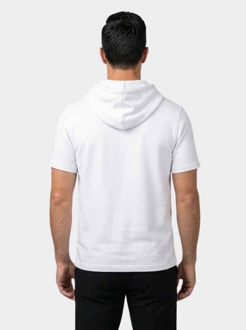 French Terry - Hoodie Para Hombre Manga Corta Color Blanco - Coastal Crush - 98 Coast Av. México