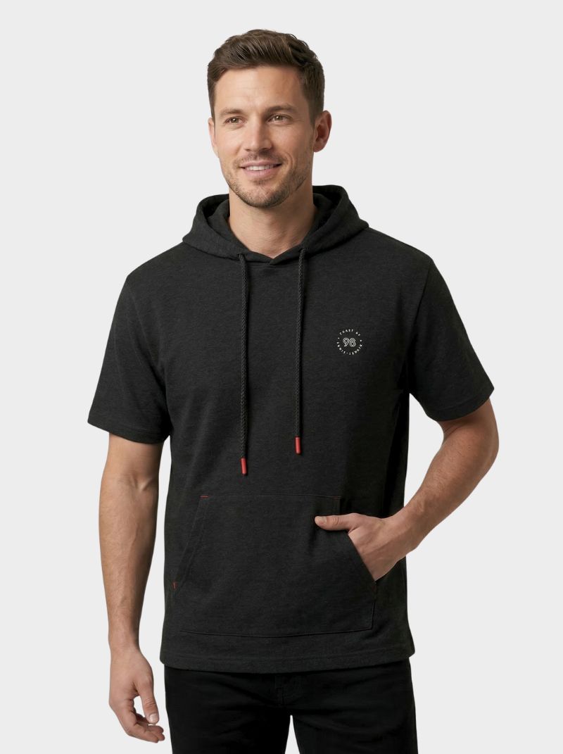 French Terry - Hoddie Para Hombre Manga Corta Color Negro - Coastal Crush