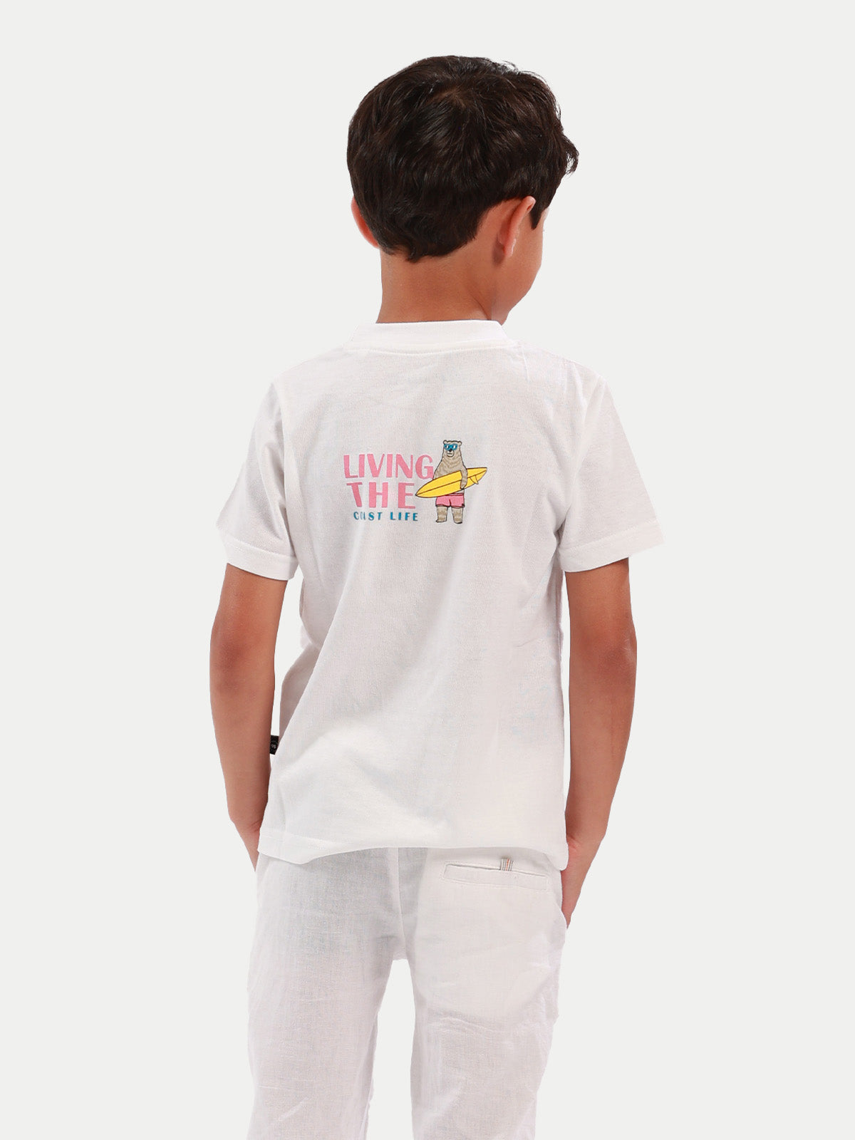 Playera de algodón para niño - Playera Living Blanco - Diamond Finish