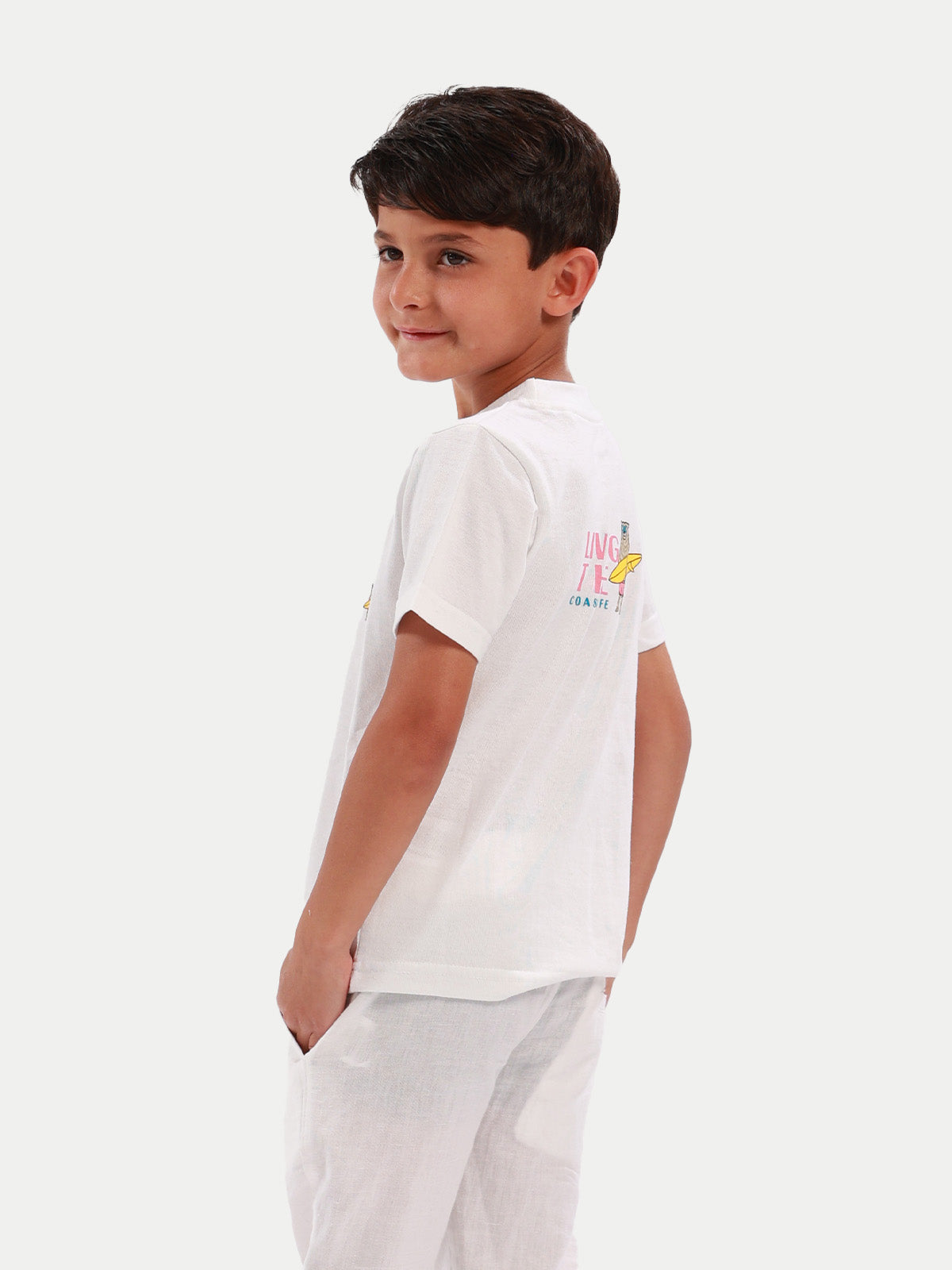 Playera de algodón para niño - Playera Living Blanco - Diamond Finish