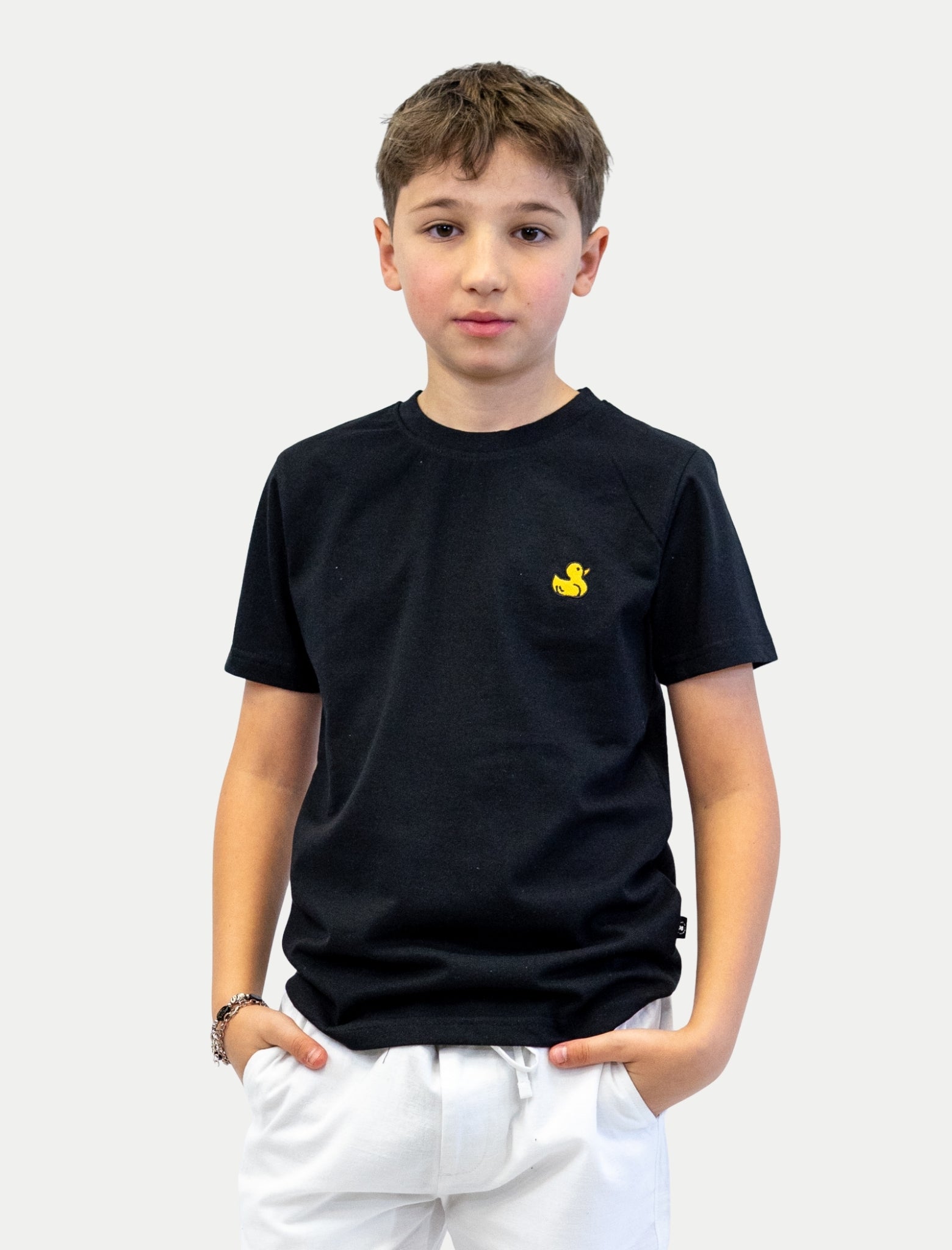 Playera Duck para niño color blanco vista de frente