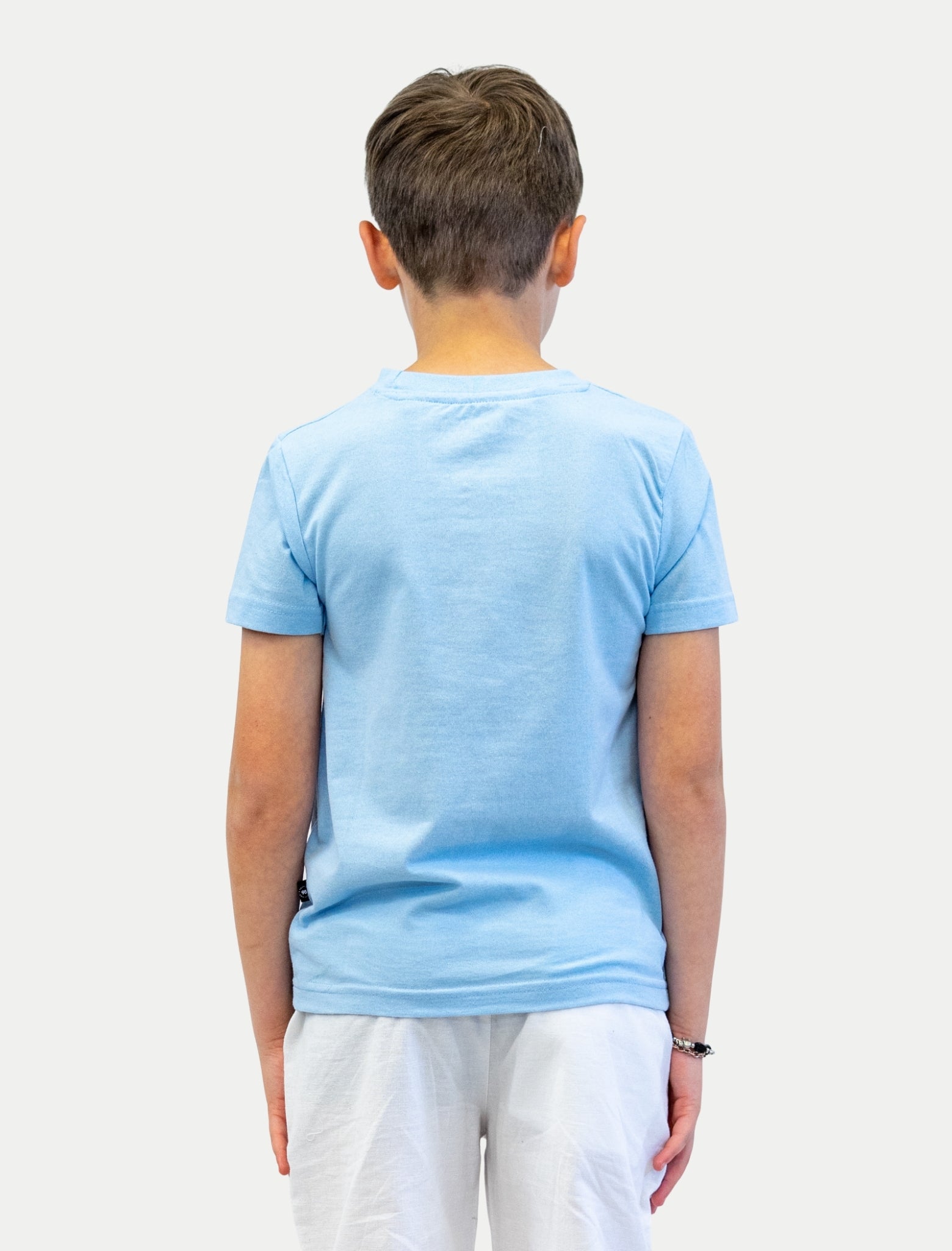 Playera Skating Hen para niño color azul vista posterior