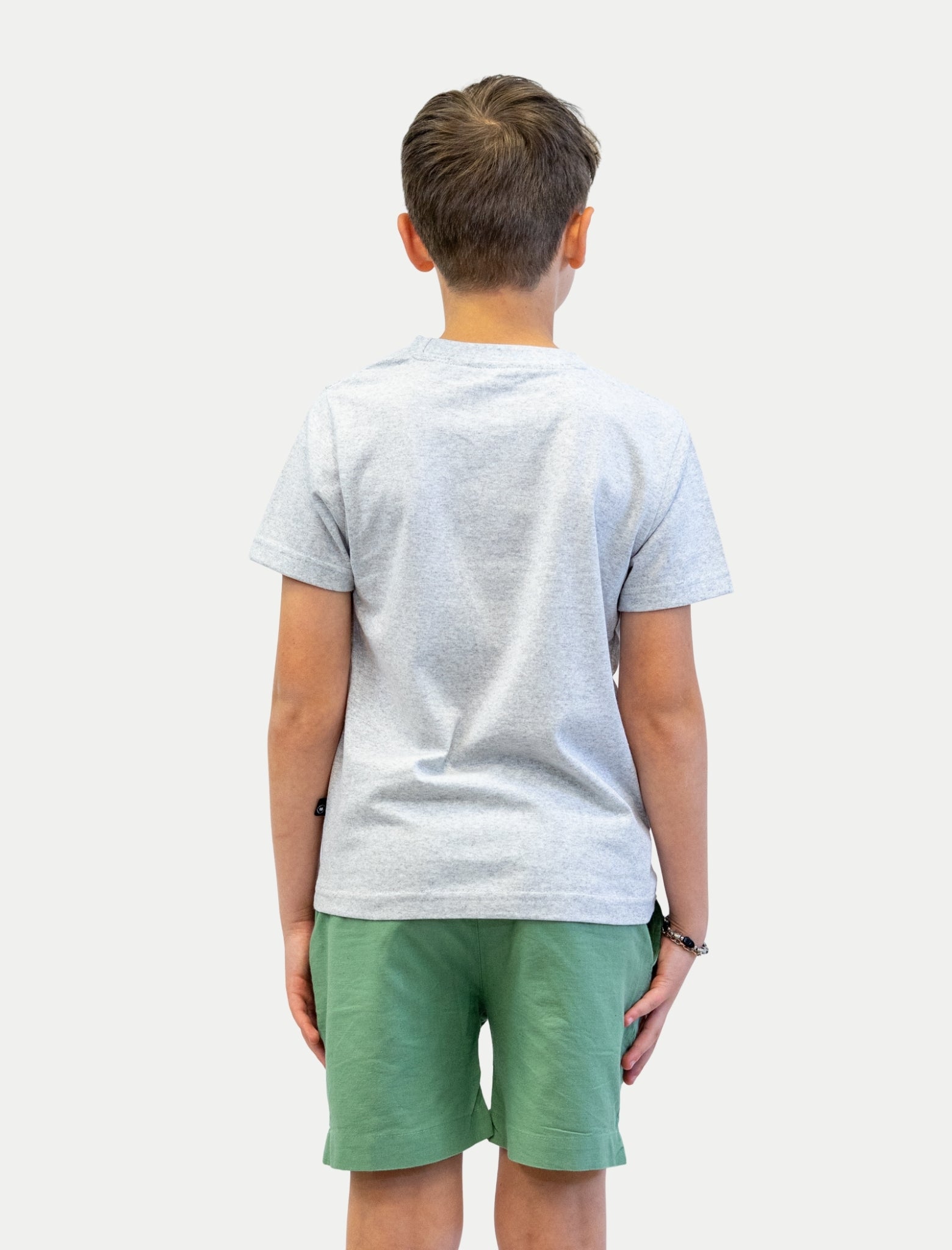 Playera Summer Duck para niño color gris vista posterior