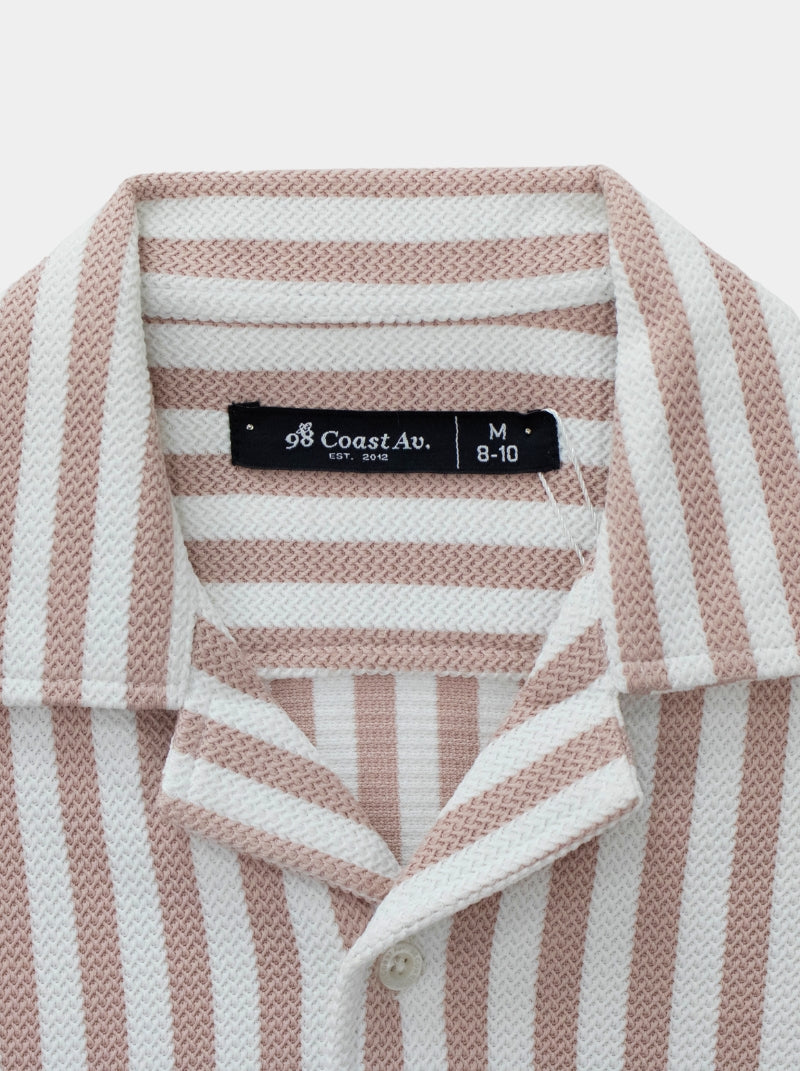 Set - Conjunto Jacquard Rayado Beige - Summer Essentials - 98 Coast Av. México