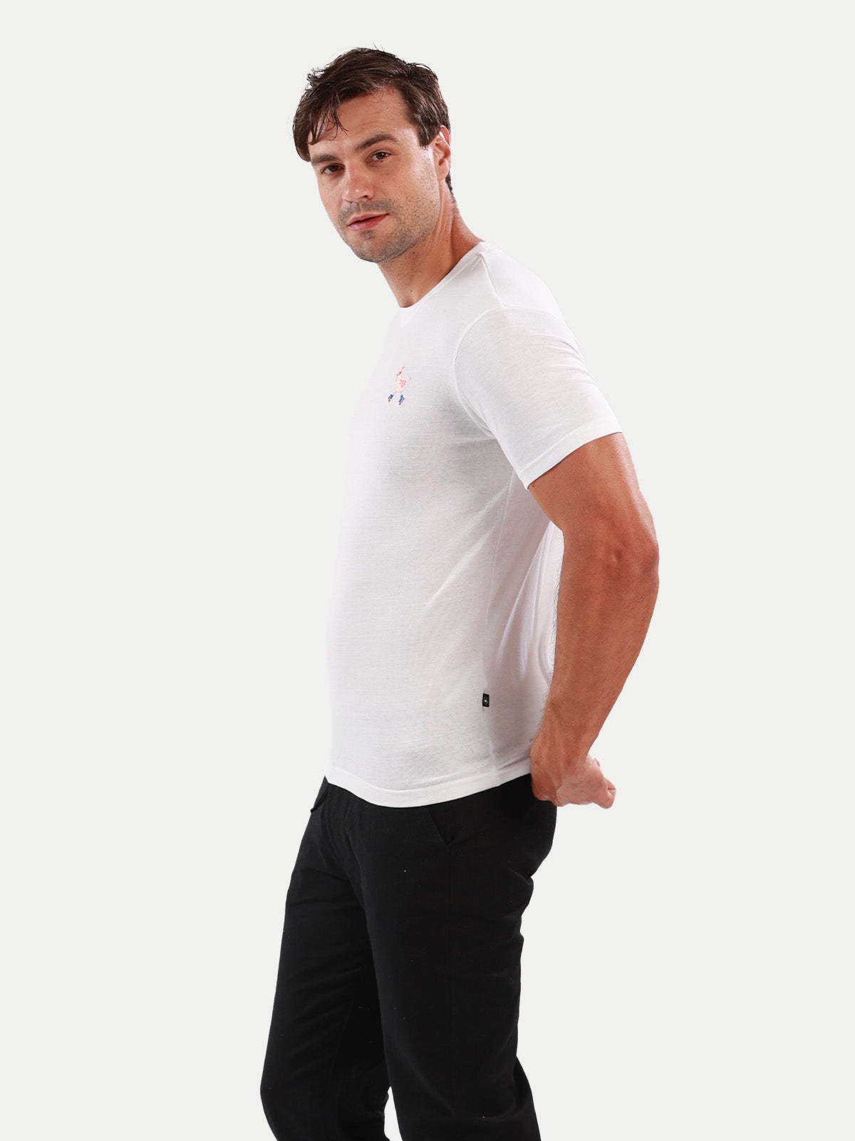 Playera de algodón para hombre - Skating Hen White - Diamond Finish