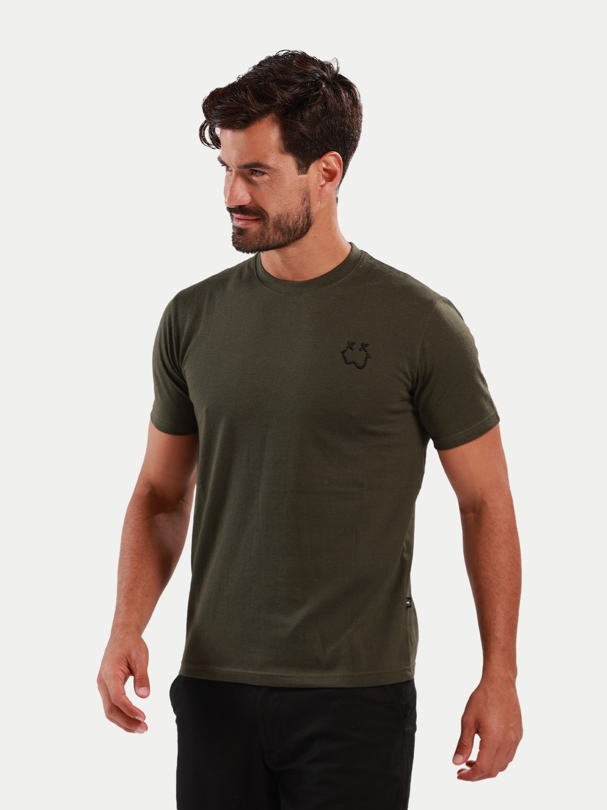 Playera de algodón para hombre - Smile XX Olive - Diamond Finish