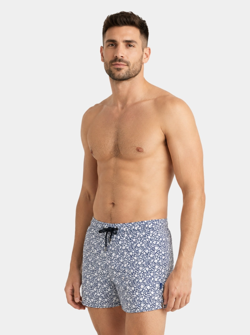 Traje de Baño Hombre - Premium Flor Negro - Fácil Secado