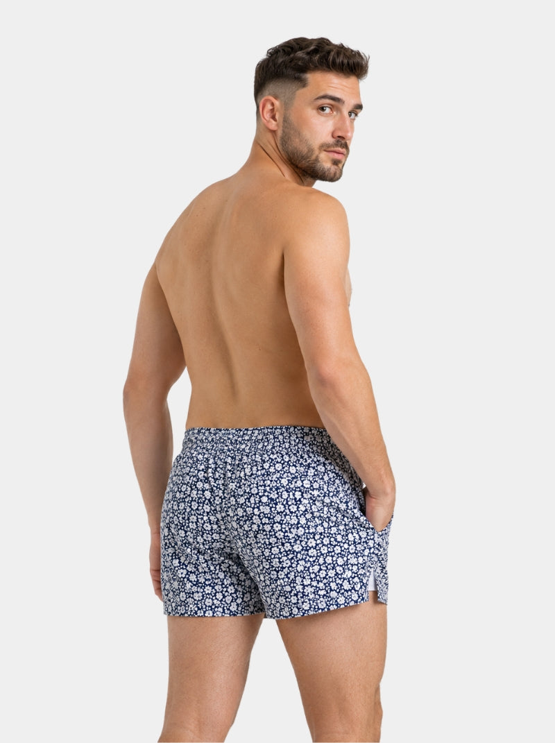 Traje de Baño Hombre - Premium Flor Negro - Fácil Secado