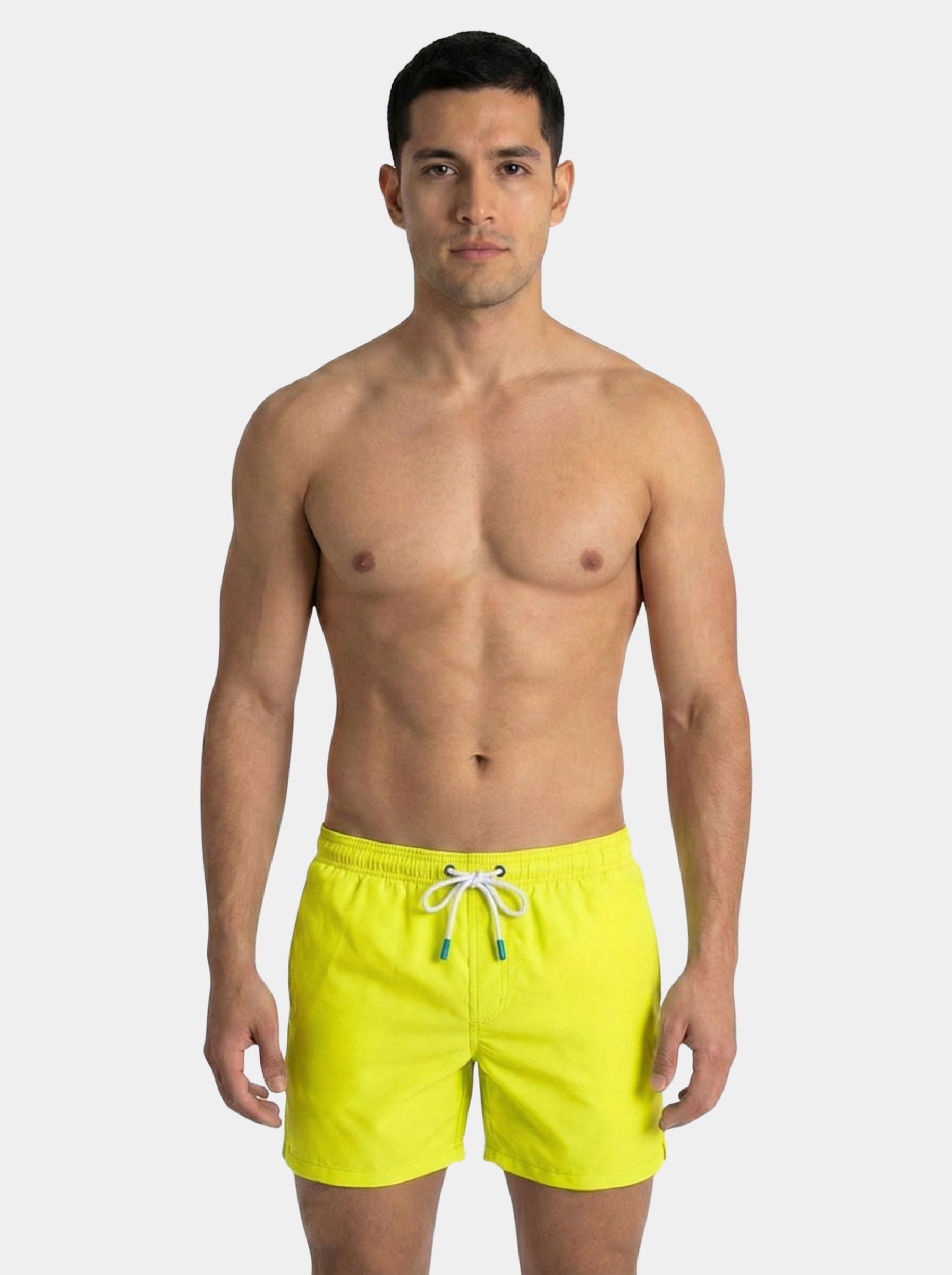Traje de Baño Para Hombre Secado Rápido Bolsillos - Basic Amarillo Neon - Basic Collection
