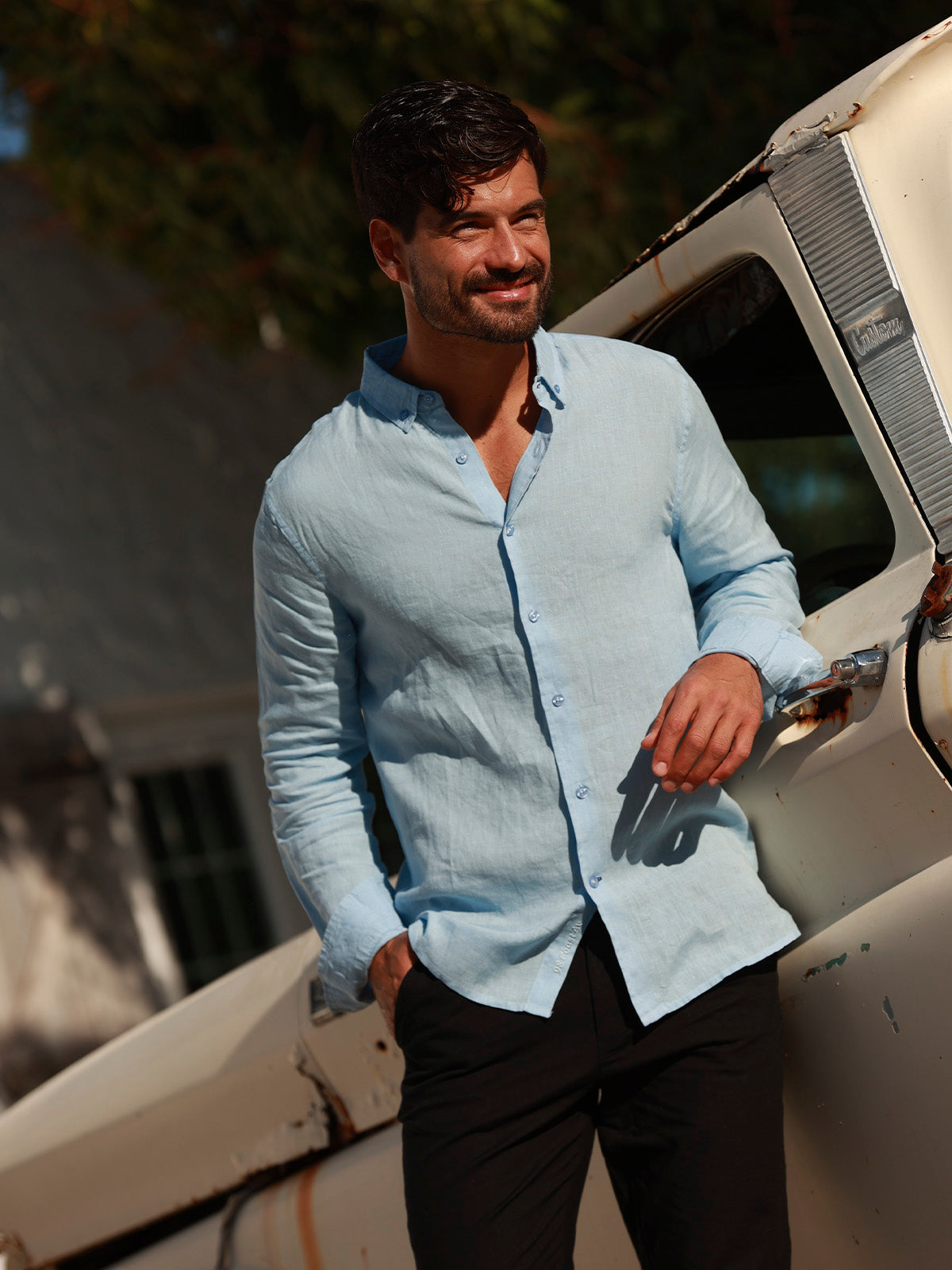 Camisa de lino - Camisa Soft Linen para hombre Color Azul