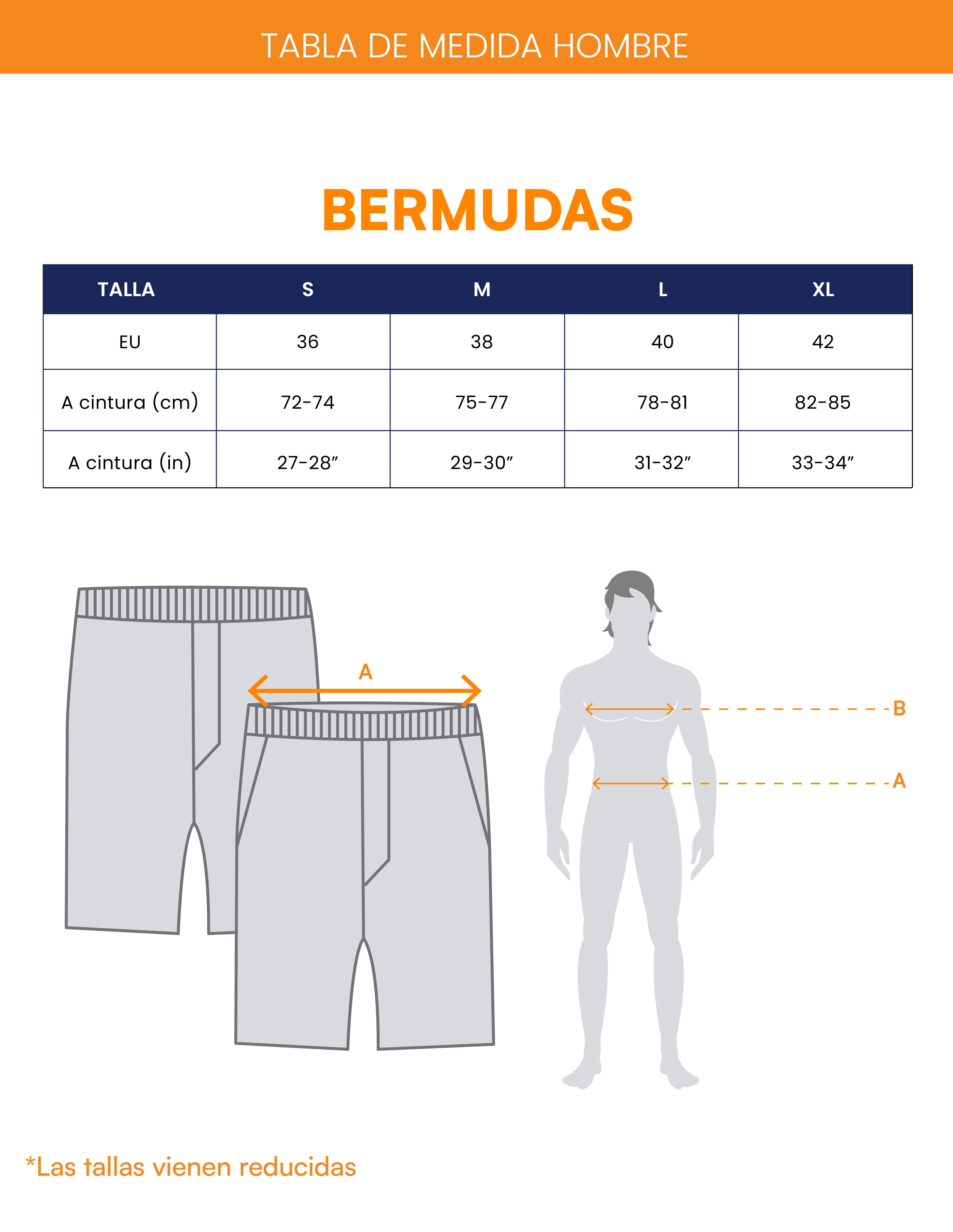 Tabla de medidas para bermudas de hombre