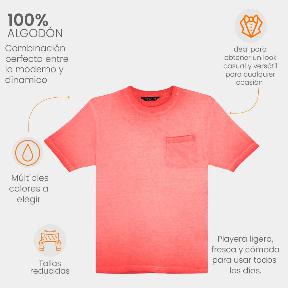 Camisas para Hombre - Playera Dye Rojo Claro