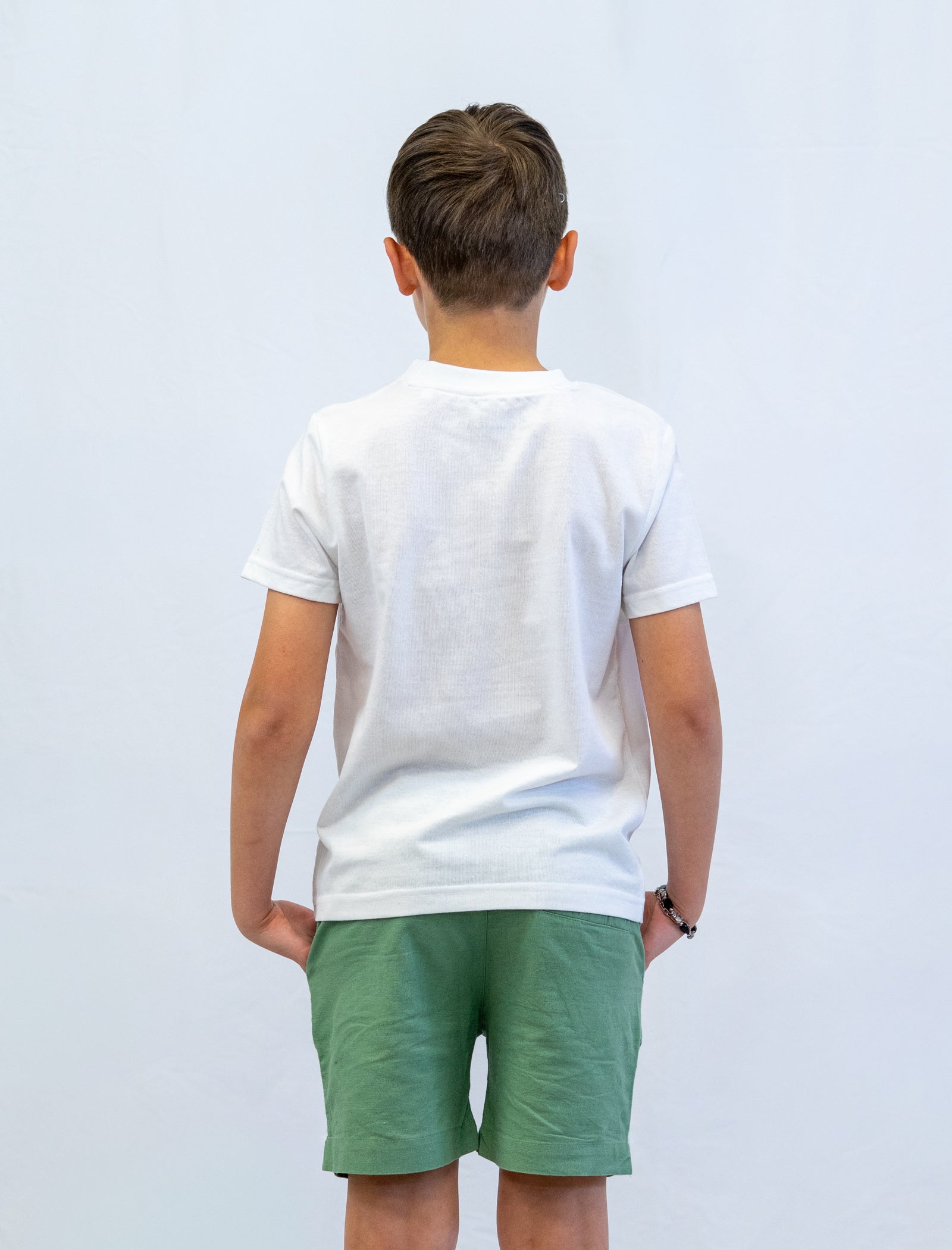 Playera Duck para niño color blanco vista posterior