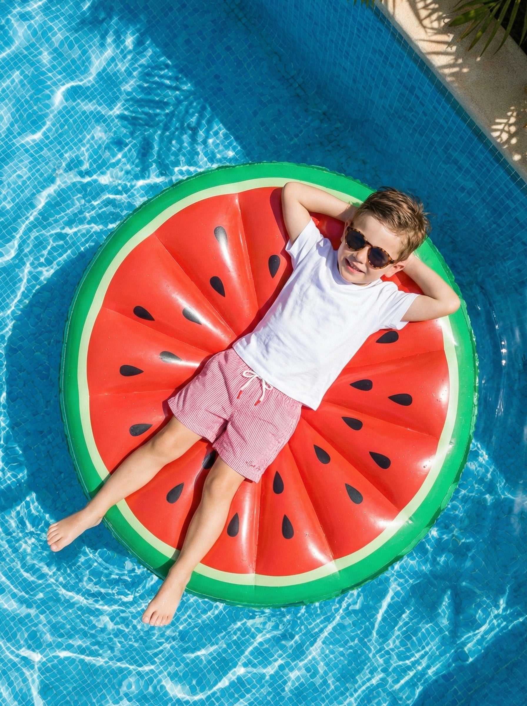 Traje de baño Waterline para niño rosa-neon, en uso, playa o alberca