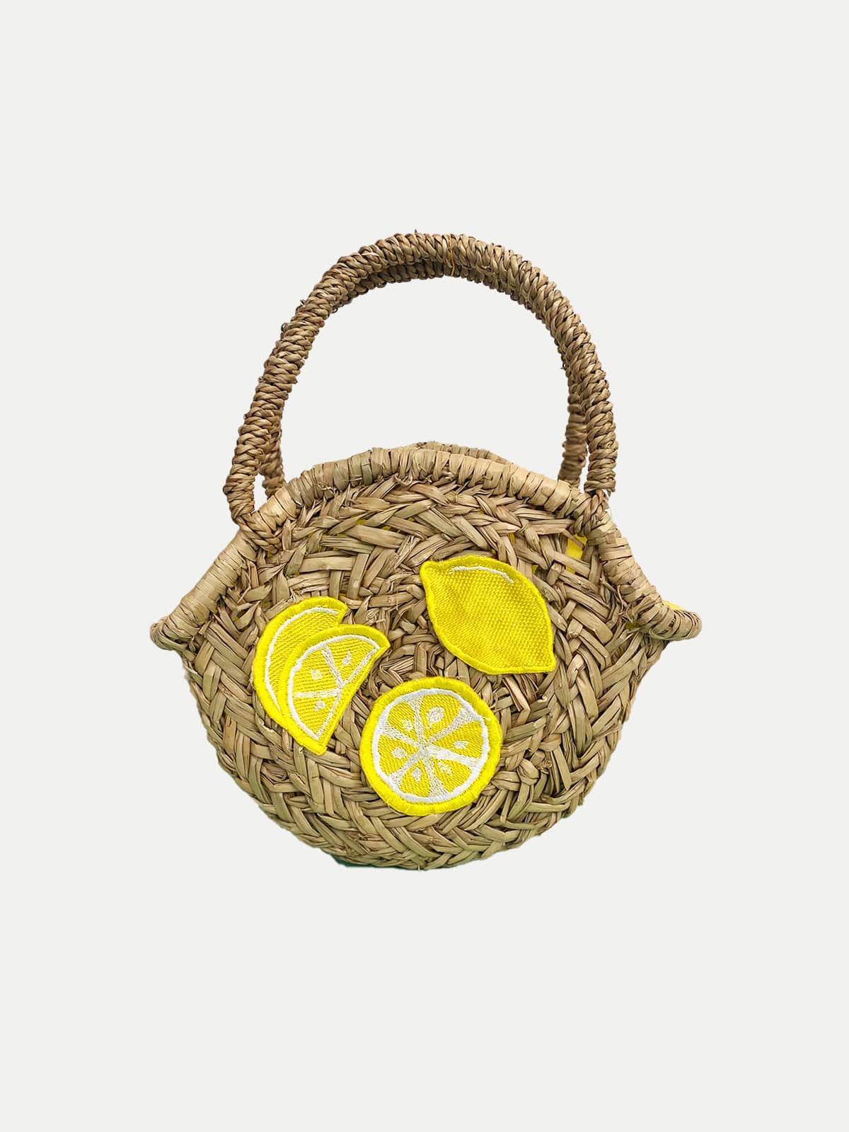 Bolsa de Playa de Paja Redonda - Lemons Niña - Accesorios Playeros