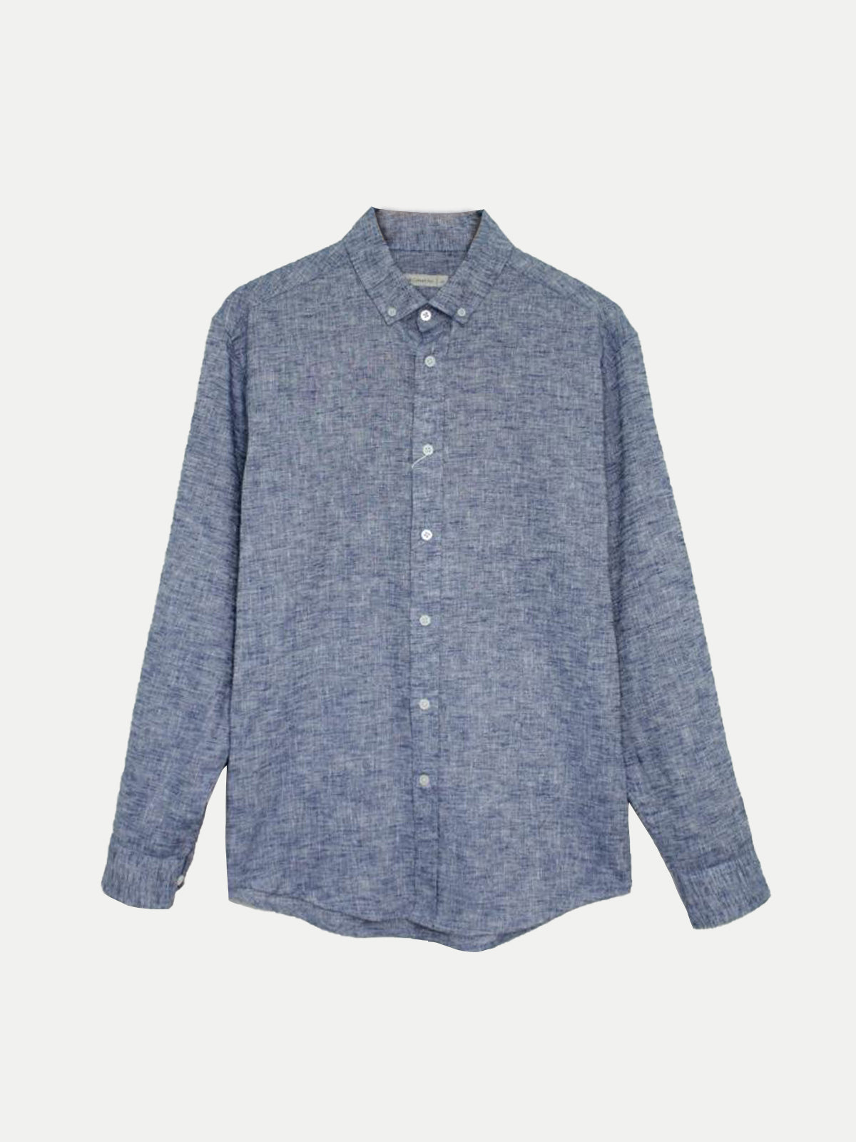 Camisa de Lino Look para Hombre - Navy Manga Larga