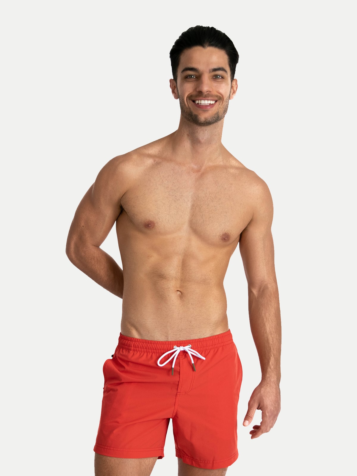 Traje de Baño Para Hombre Secado Rápido Bolsillos Basic Rojo Basic