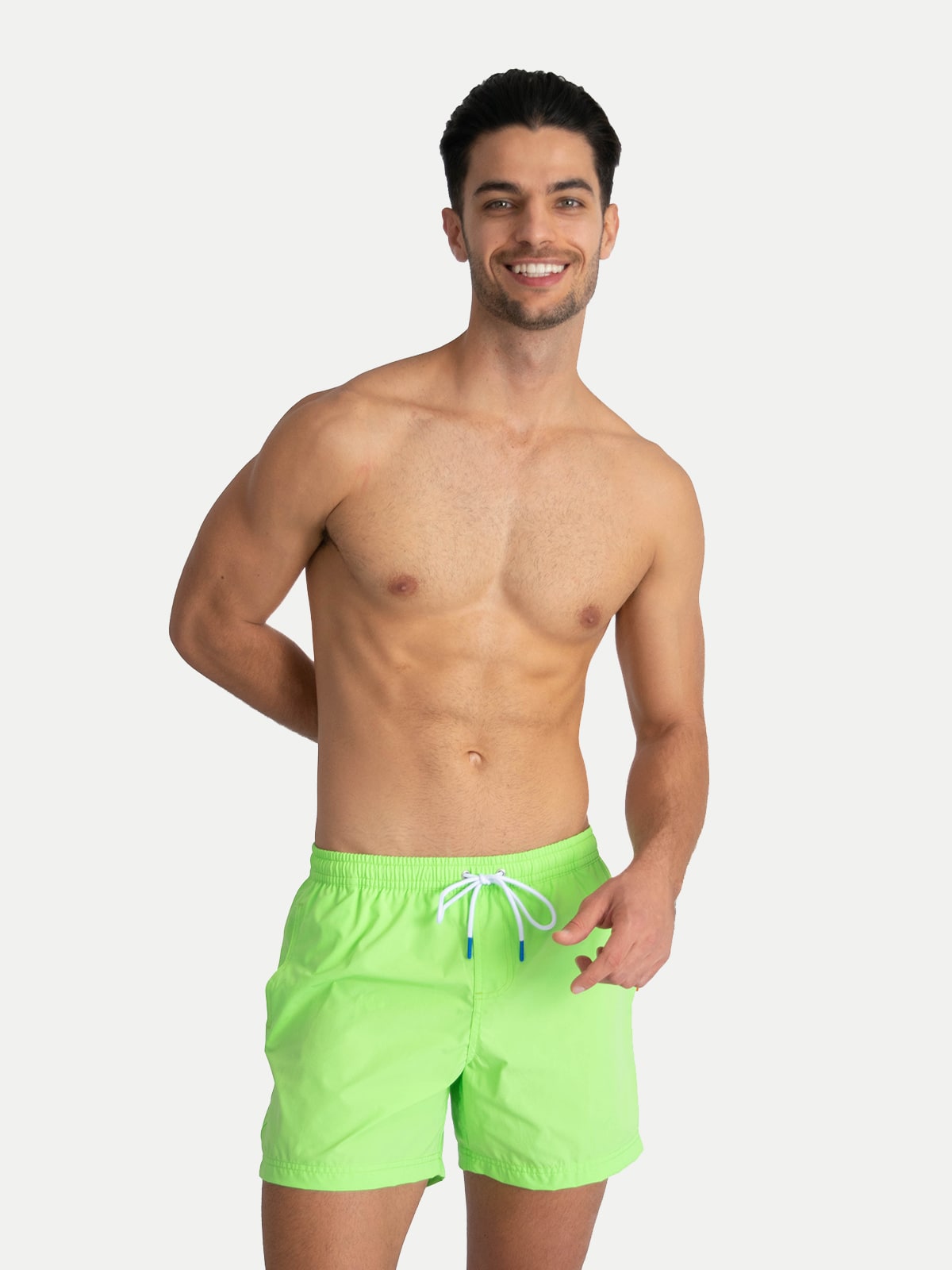 Traje de Baño Para Hombre Secado Rápido Bolsillos Basic verde neon