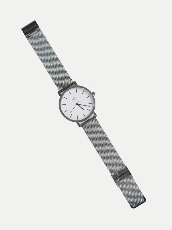 Reloj Analógico Metálico Plata - 40 mm de Diámetro - Incluye Pila y Estuche